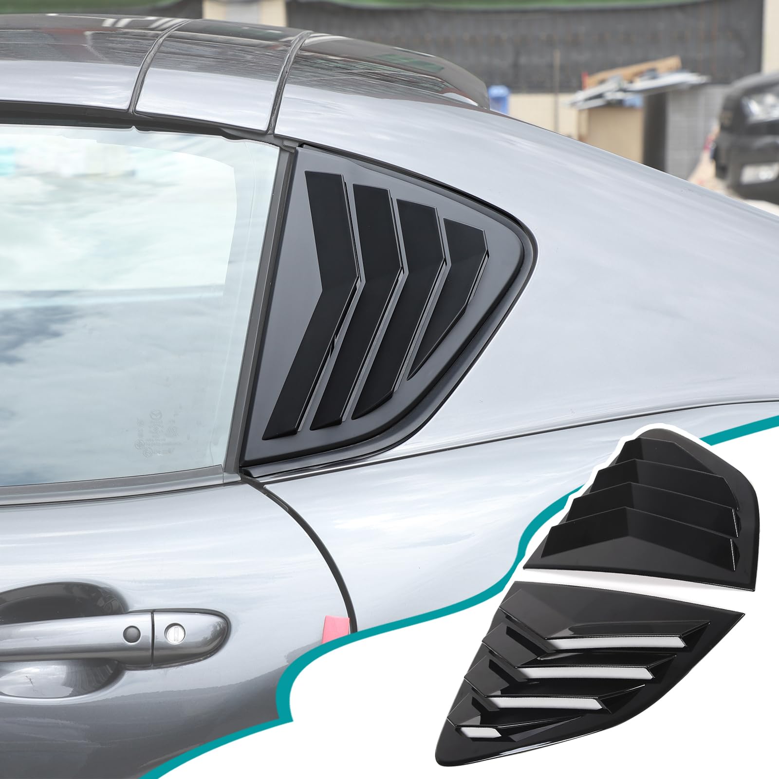 Hudiriy Rear Side Window Louvers Air Ven Decorative Compatible With Mazda Mx-5 Nd 2015-2023 Automotive Rear Window Triangular Glass Decorative Cover Abs,Only Fit Hardtop Version (Piano Black)