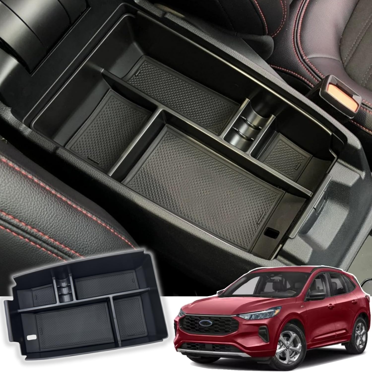 Vesul Center Console Organizer Compatible With Bronco Sport 2021-2025 Ford Escape 2020-2025 Storage Tray Abs Insert Organizer Glove Pallet Storage Console Separation