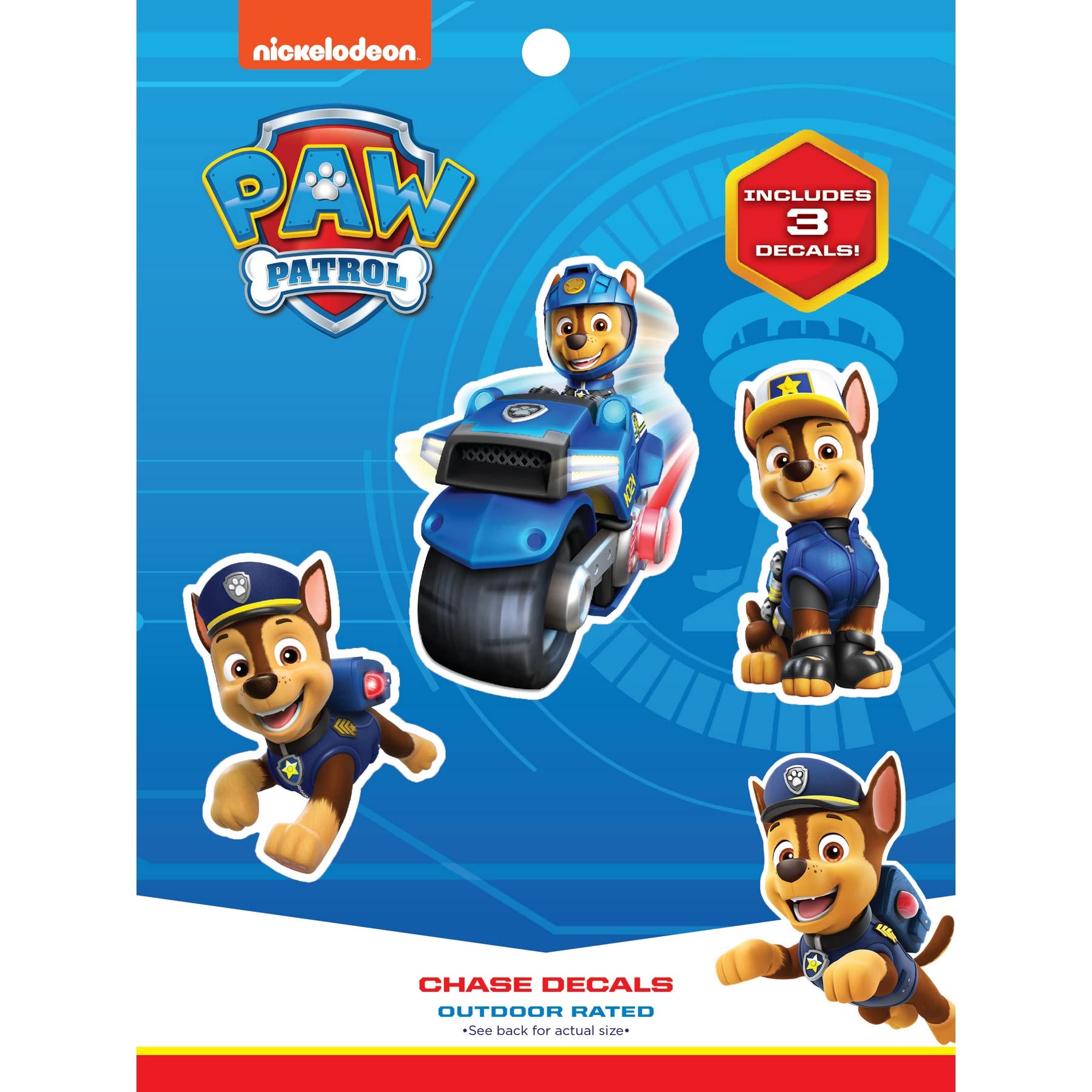 Paw Patrol Chase Decals - Set Of 3 Chase Stickers For Kids And Adults - Vinyl Decals For Laptop, Tumbler, Water Bottle, Vehicles - Nickelodeon Stickers