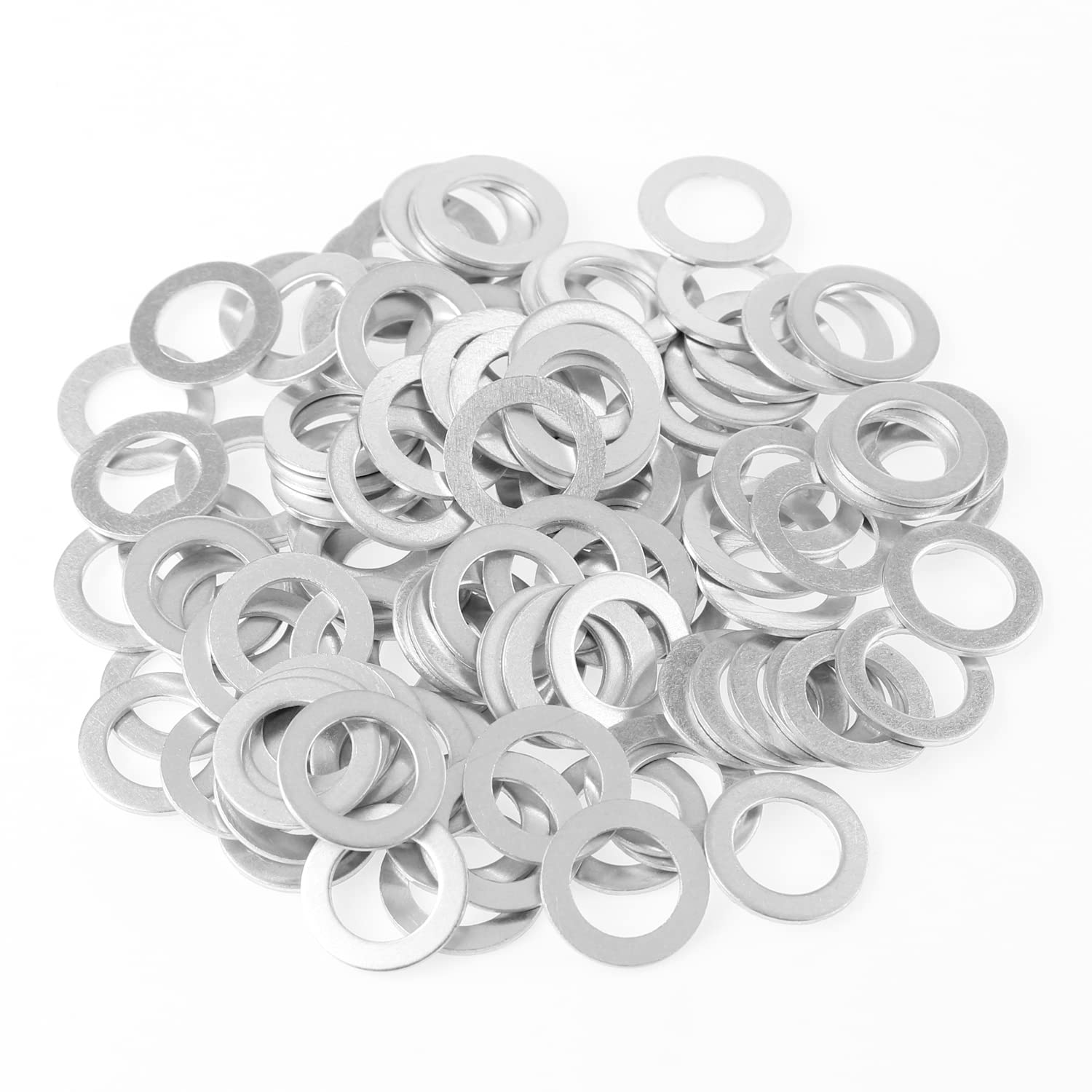Helifouner 100 Pieces M10X16X1.0Mm Automotive Drain Plug Gaskets, Oil Crush Washers, Aluminum Flat Washers, Inner Diameter 10Mm, Outer Diameter 16Mm, Thickness 1.0Mm