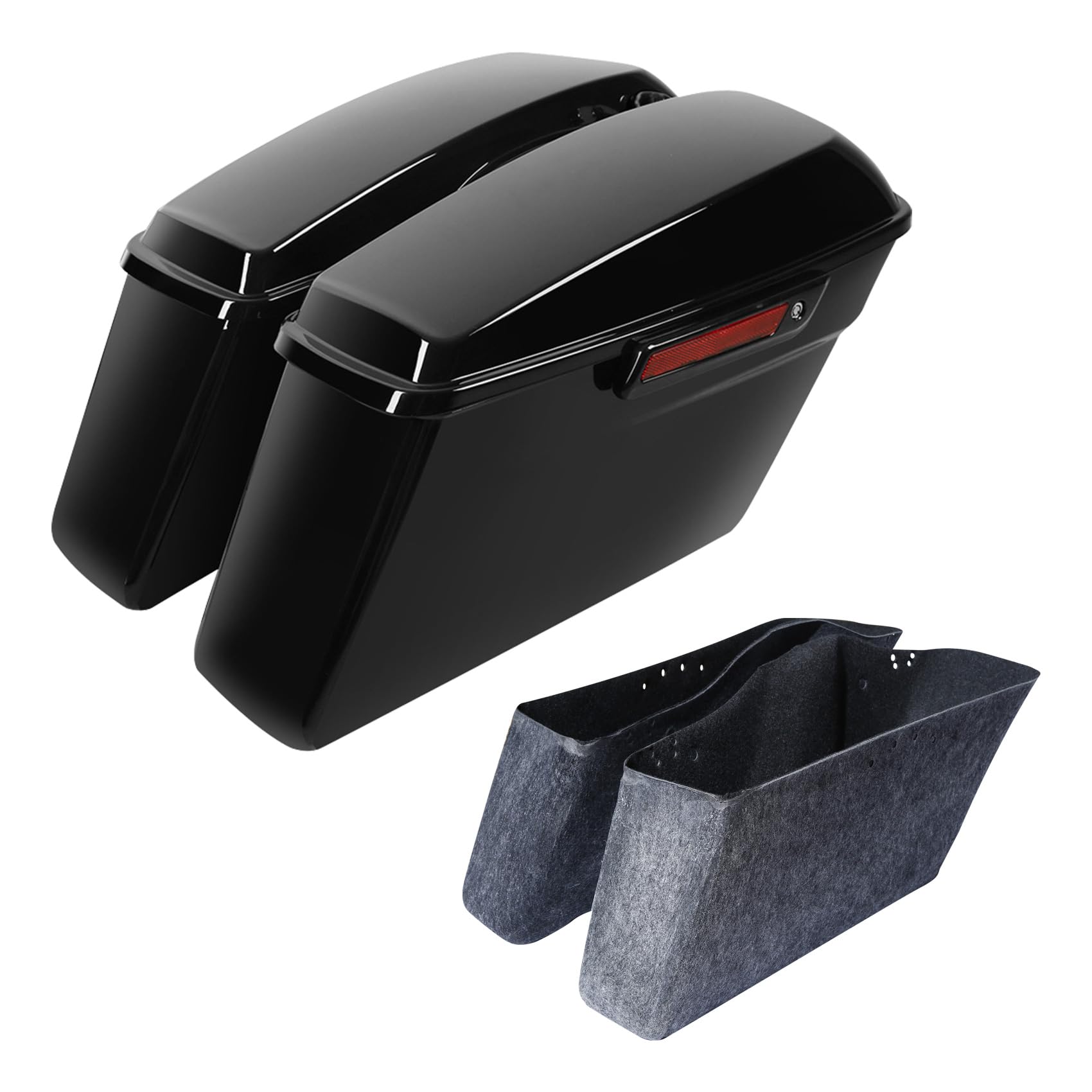 Slmoto Vivid Black Hard Saddle Bags Sadddlebag Fit For Harley Touring Road Street Electra Glide 2014-2023 Road King, Road Glide, Street Glide, Electra Glide, Ultra-Class Flt, Flht, Flhtcu, Flhrc