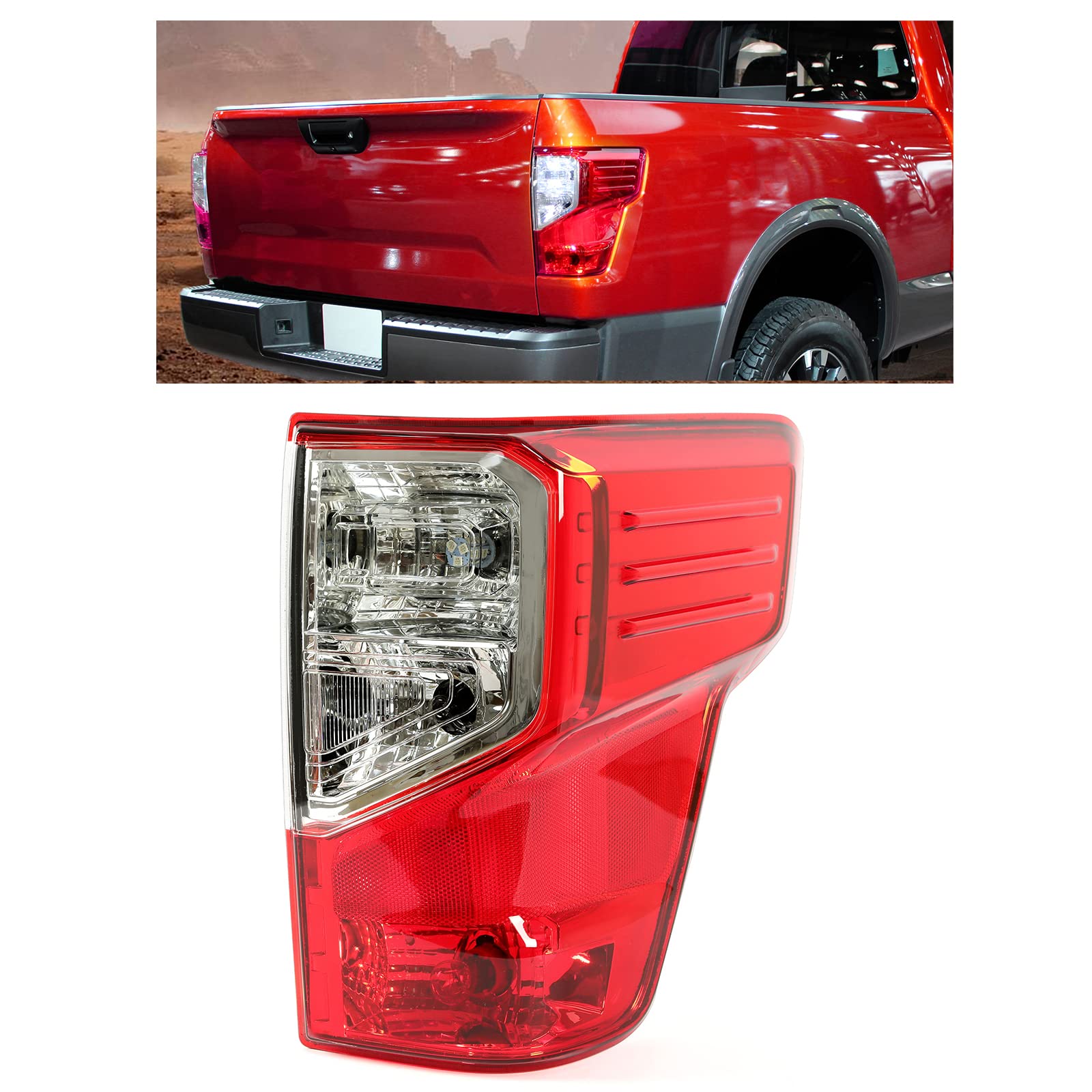 Hecasa Rear Right Tail Light Brake Lamp Compatible With 2016-2023 Nissan Titan And Titan Xd (Passanger Side) - Replace For 26550-Ez23D Ni2801213 (With Bulbs)