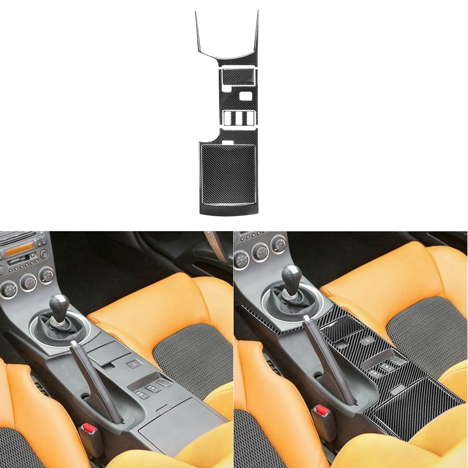 Uoada Car Center Console Gear Shift Storage Box Panel Trim Sticker Set Real Soft Carbon Fiber Car Interior Compatible With Nissan 350Z 2003 2004 2005 Style A Accessories 4Pcs Black