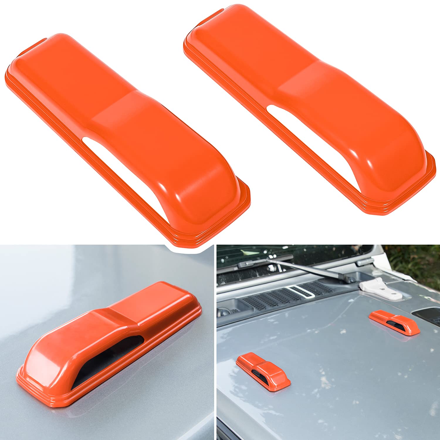Engine Hood Hinge Cover Trim Exterior Accessories Decoration For 2018-2022 Jeep Wrangler Jl Jlu Sports Sahara Freedom Rubicon Unlimited Gladiator Jt 2-Door & 4-Door (Orange 2Pcs)