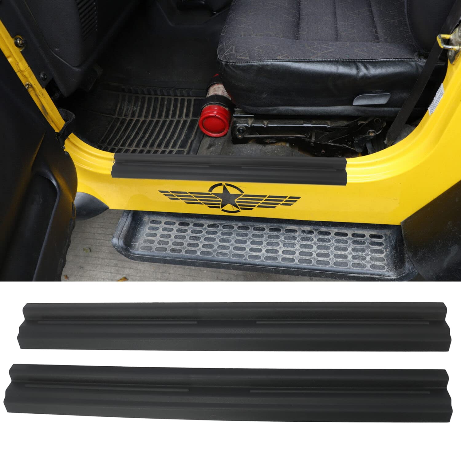 Yoctm Abs Tj Door Sill Protectors Guards Plate Entry Guard Kit For 97-06 Jeep Wrangler Tj Interior Accessories Full Protection Door Sill Guards Kit Protector Replacement, 2Pcs/Set