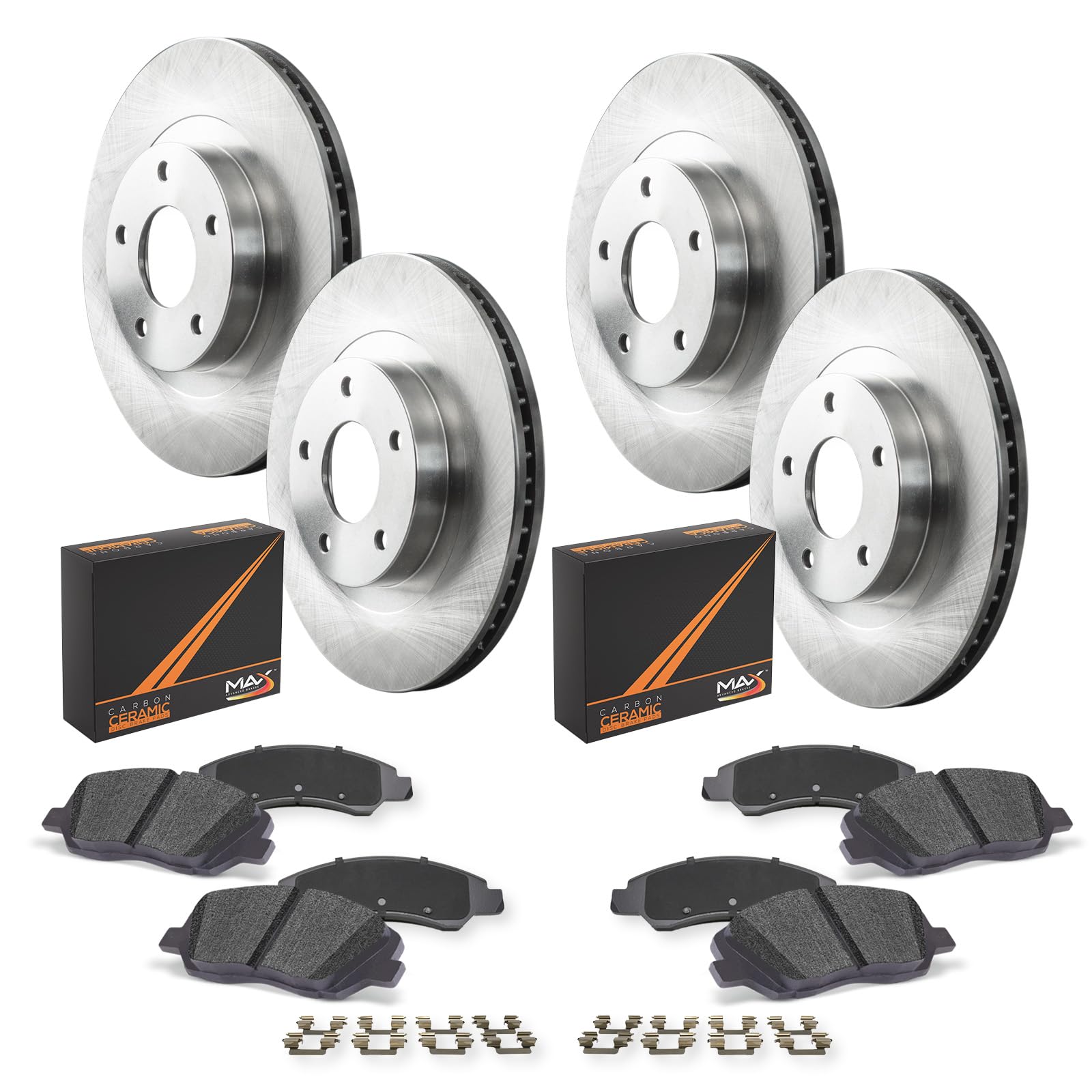 Max Advanced Brakes Front & Rear Brake Kit For 2019 Chevy Silverado 1500 Standard Brake Electronic Parking Brake Replacement Premium Oe Disc Brake Rotors And Ceramic Brake Pads