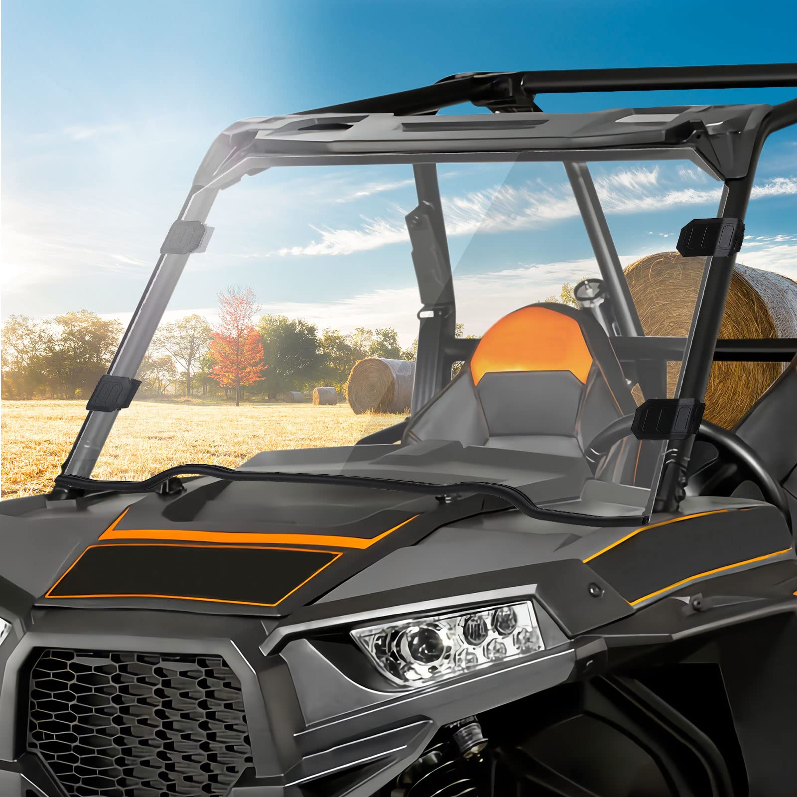 Kemimoto Front Windshield Compatible With 2014-2018 Polaris Rzr Xp 1000 / Xp Turbo / 15-18 Rzr 900 1000 Full Windshield Scratch Resistant Clear Transparent Hard-Coated Pc Window