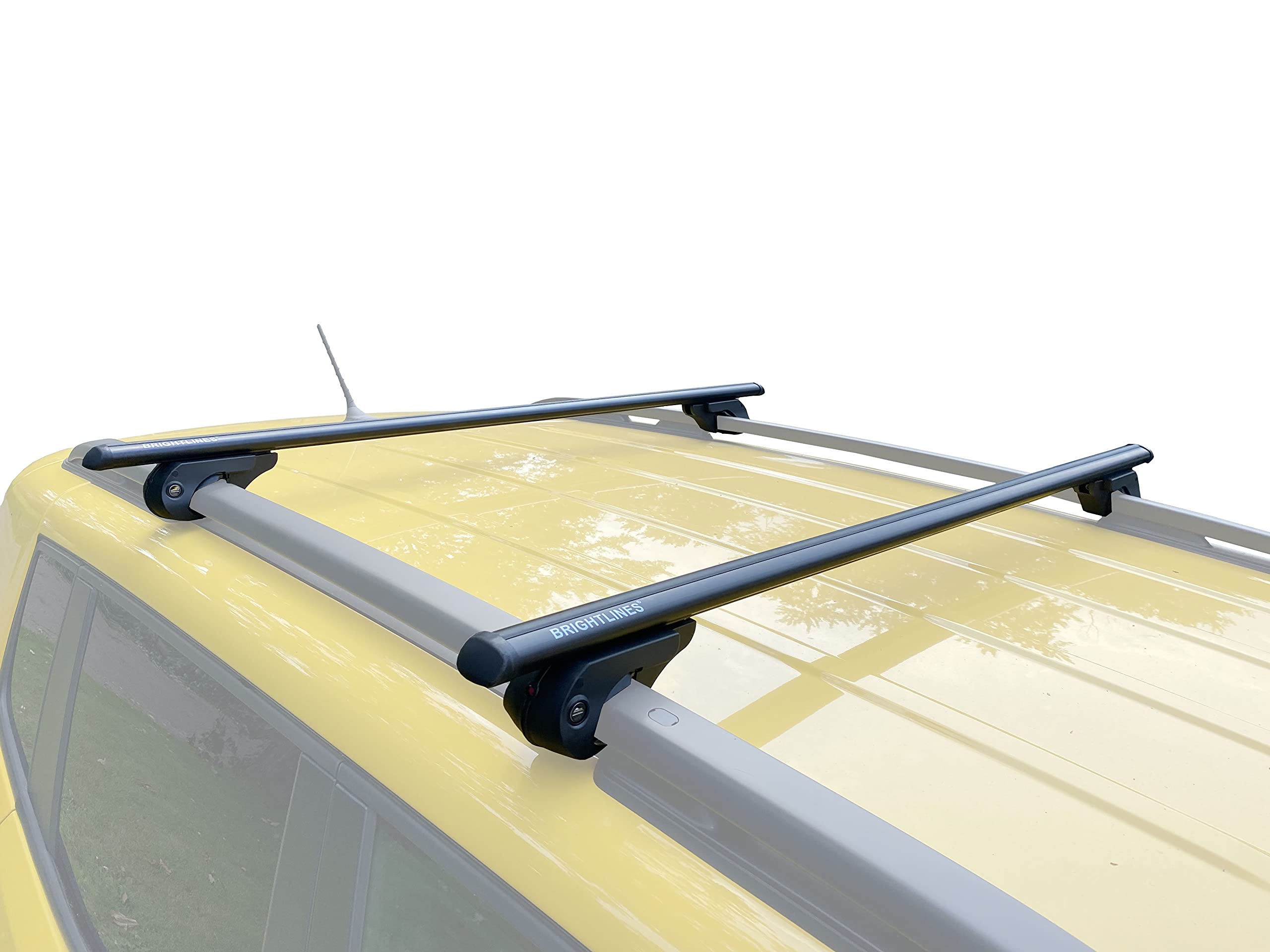 Brightlines 53' All Black Universal Crossbars Roof Racks Compatible With Raised Roof Side Rails For Kayak Luggage Ski Bike Carrier, A Set Of 2 (Black)