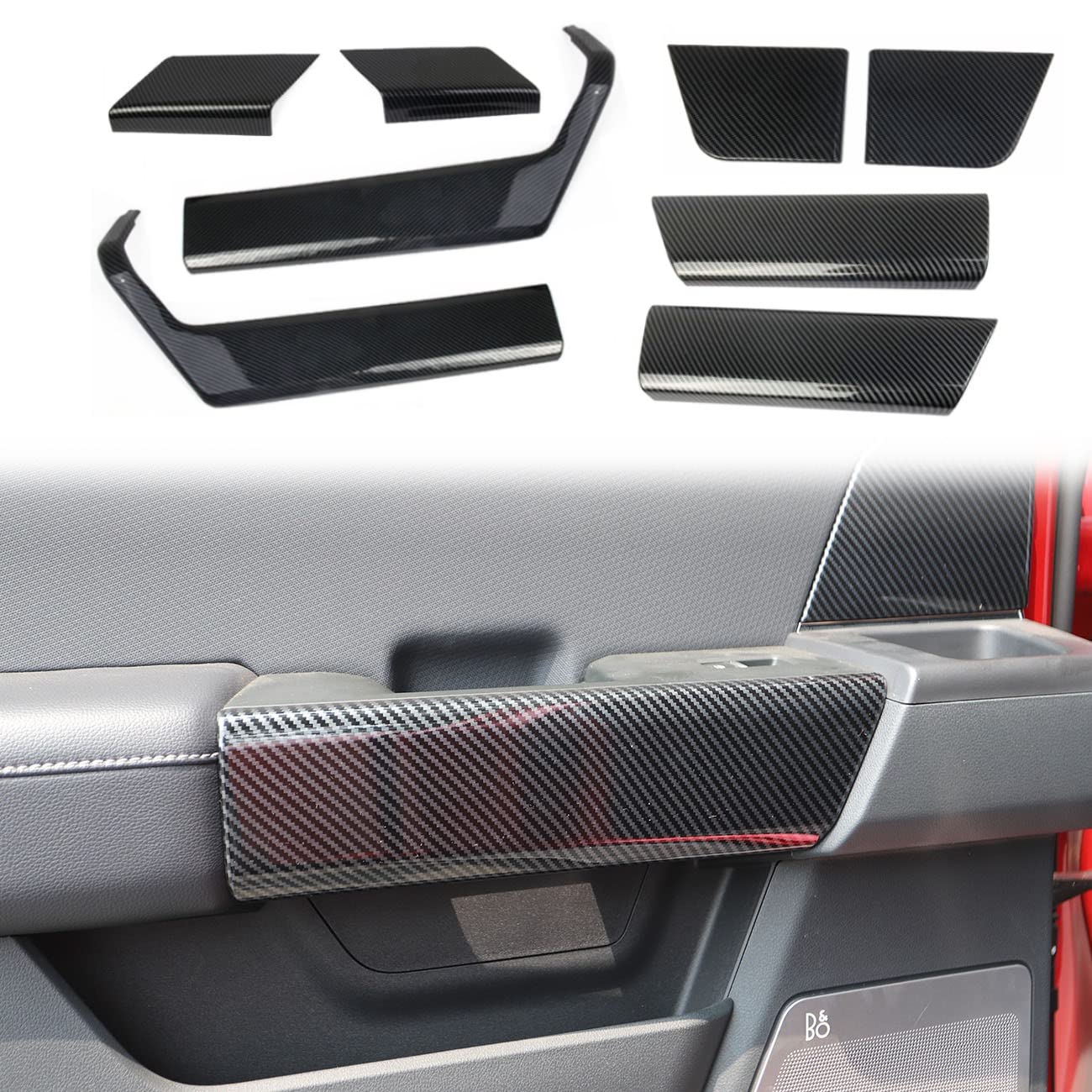 Korlot Carbon Fiber Interior Door Handle Molding Cover Trims For Ford F150 2021+ For 2023 F250 F350 Super Duty(4-Doors+Door Panel Decor)