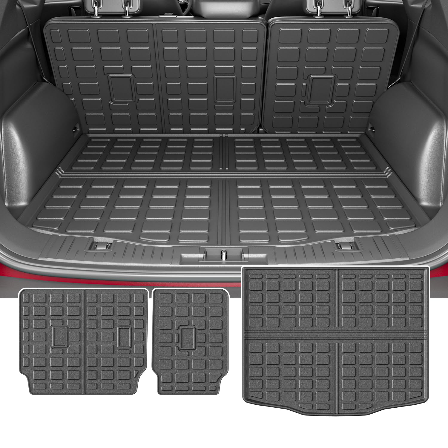 Powoq Cargo Liner Compatible With 2020-2025 Ford Escape Trunk Mat All Season Protection Tpe Cargo Mat Replacement For 2020 2021 2022 2023 2024 2025 Ford Escape Accessories (Trunk Mat+Backrest Mat)