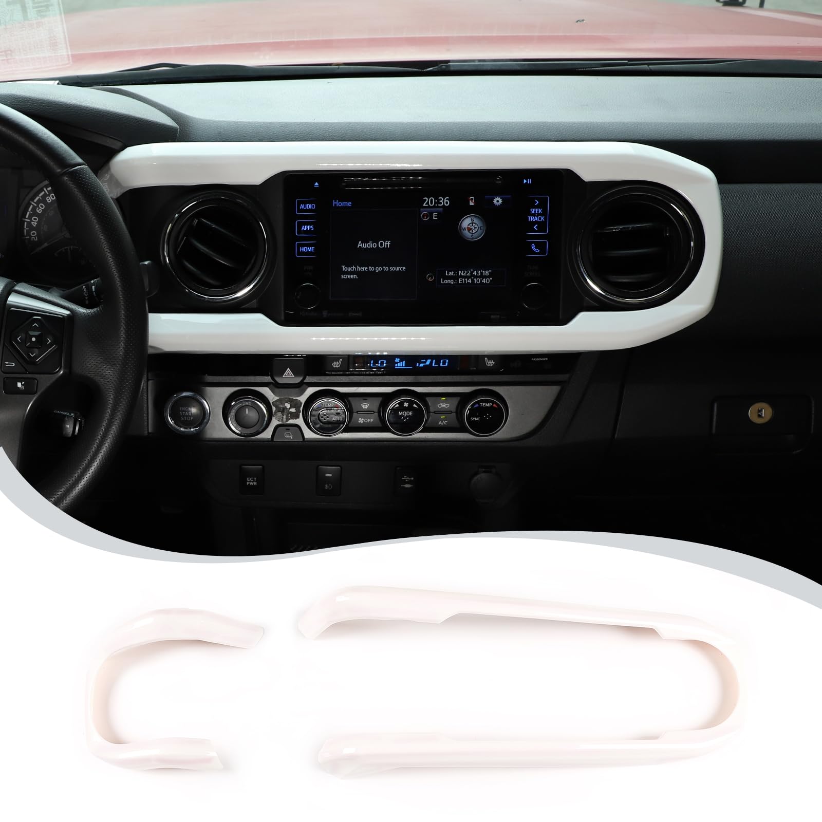 Llkuang Car Central Console Dashboard Panel Frame Cover Compatible With Toyota Tacoma 2016-2023 Console Dashboard Air Conditioner Outlet Decorative Border Frame Trim (White)