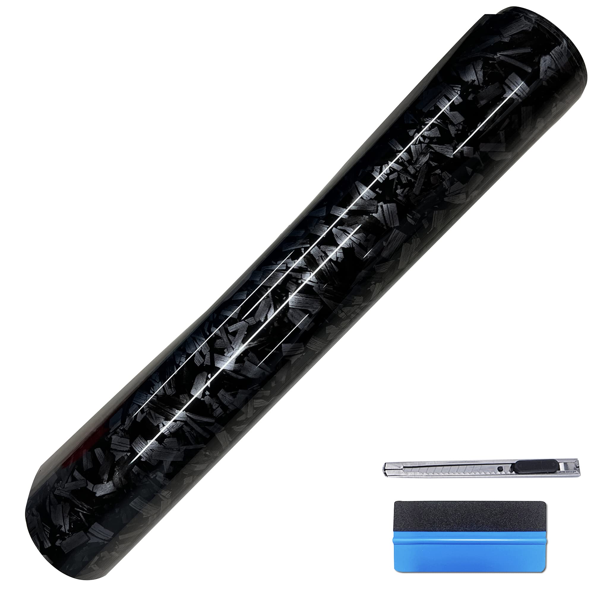 Lzlrun Forged Gloss Carbon Fiber Black Vinyl Wrap Roll Air Release Sticker Sheet Film Diy Decal Car Auto Vehicle Morotcycle Self Adhesive - 1.65Ft X 3.5Ft
