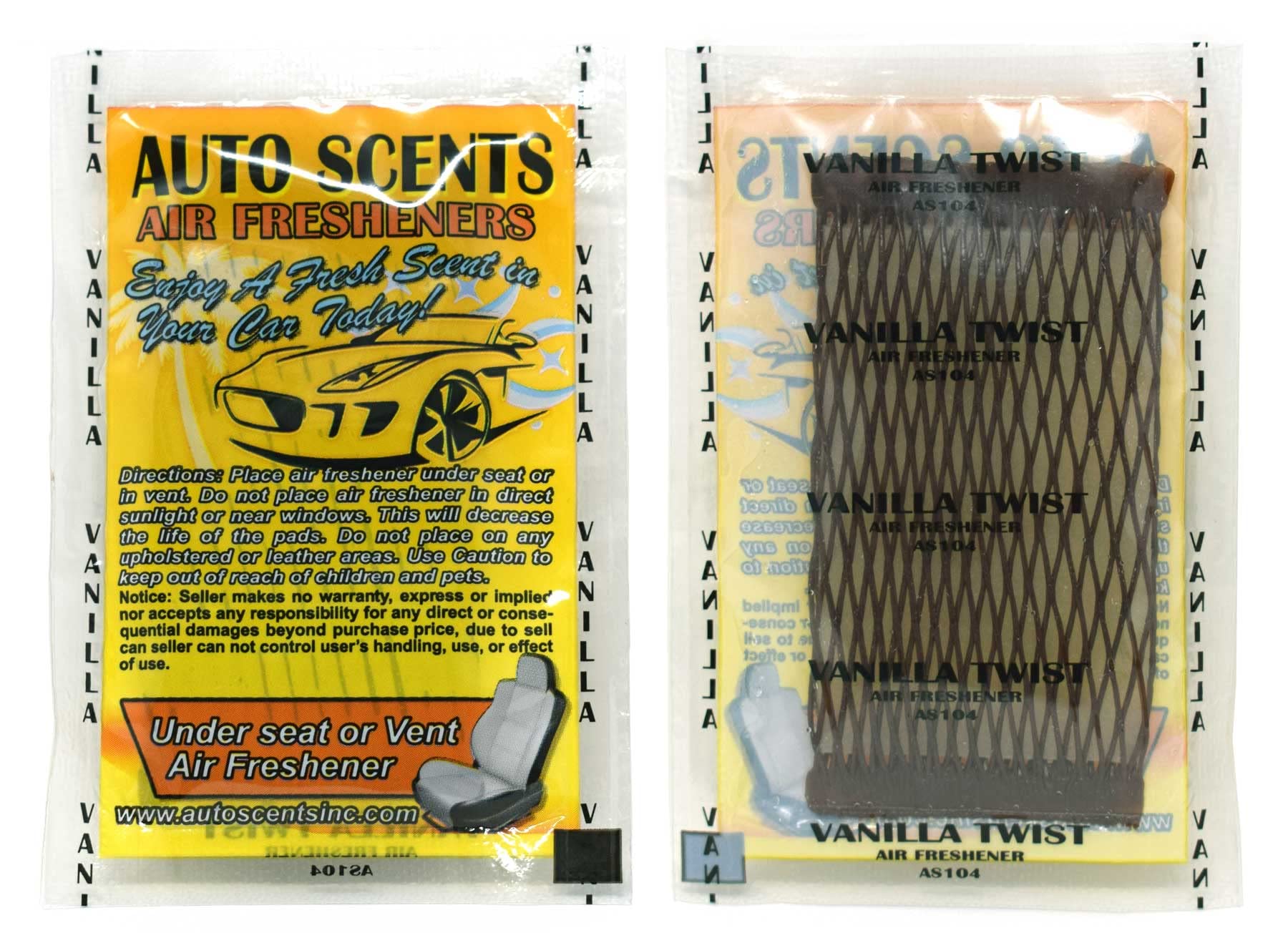 Individually Wrapped - Professional Car Air Freshener Pads - Remove Smells & Add Ambience (15 Per Pack) (Vanilla)