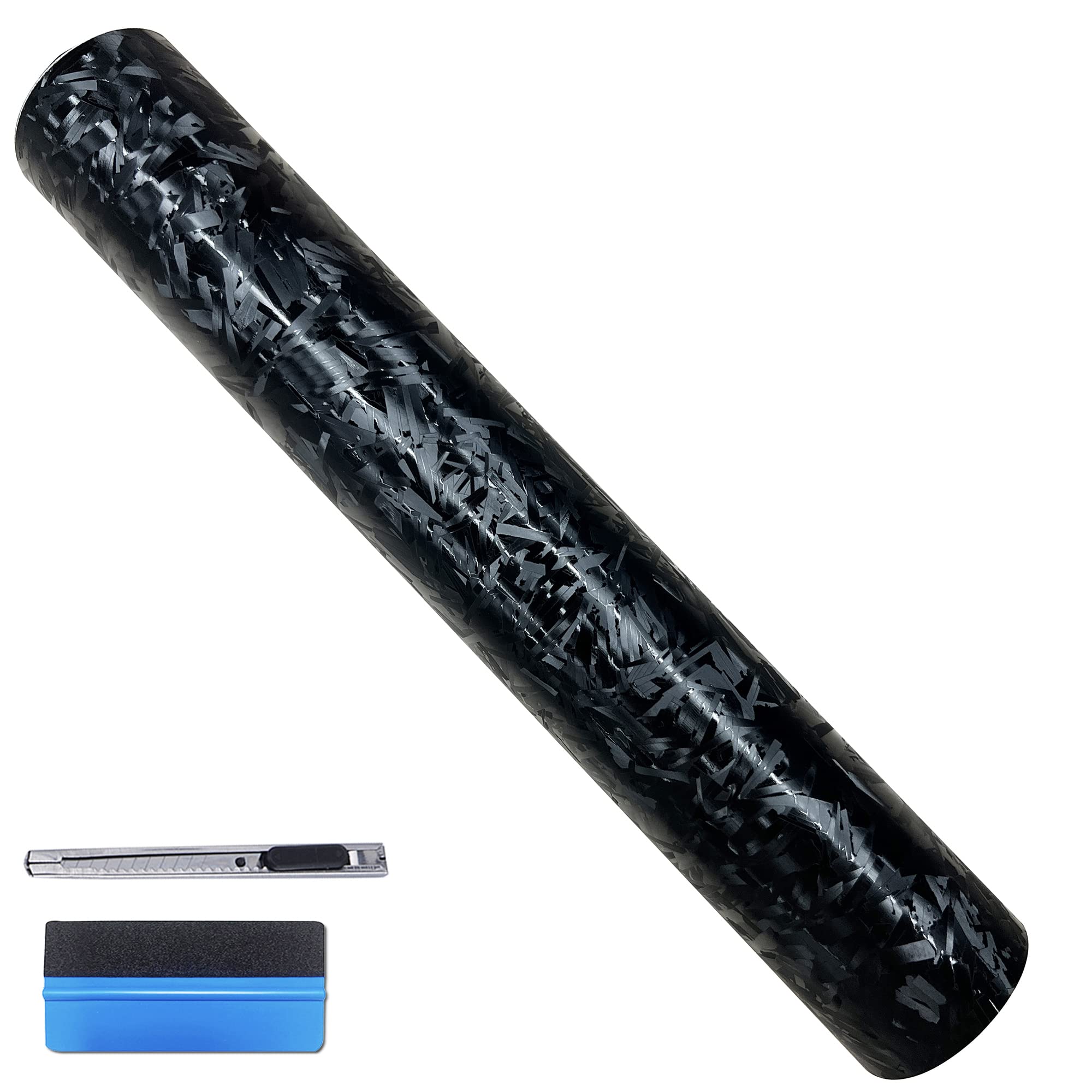 Lzlrun Forged Carbon Fiber Black Vinyl Wrap Roll Air Release Sticker Sheet Film Diy Decal Car Auto Vehicle Morotcycle Self Adhesive - 1.65Ft X 3.5Ft