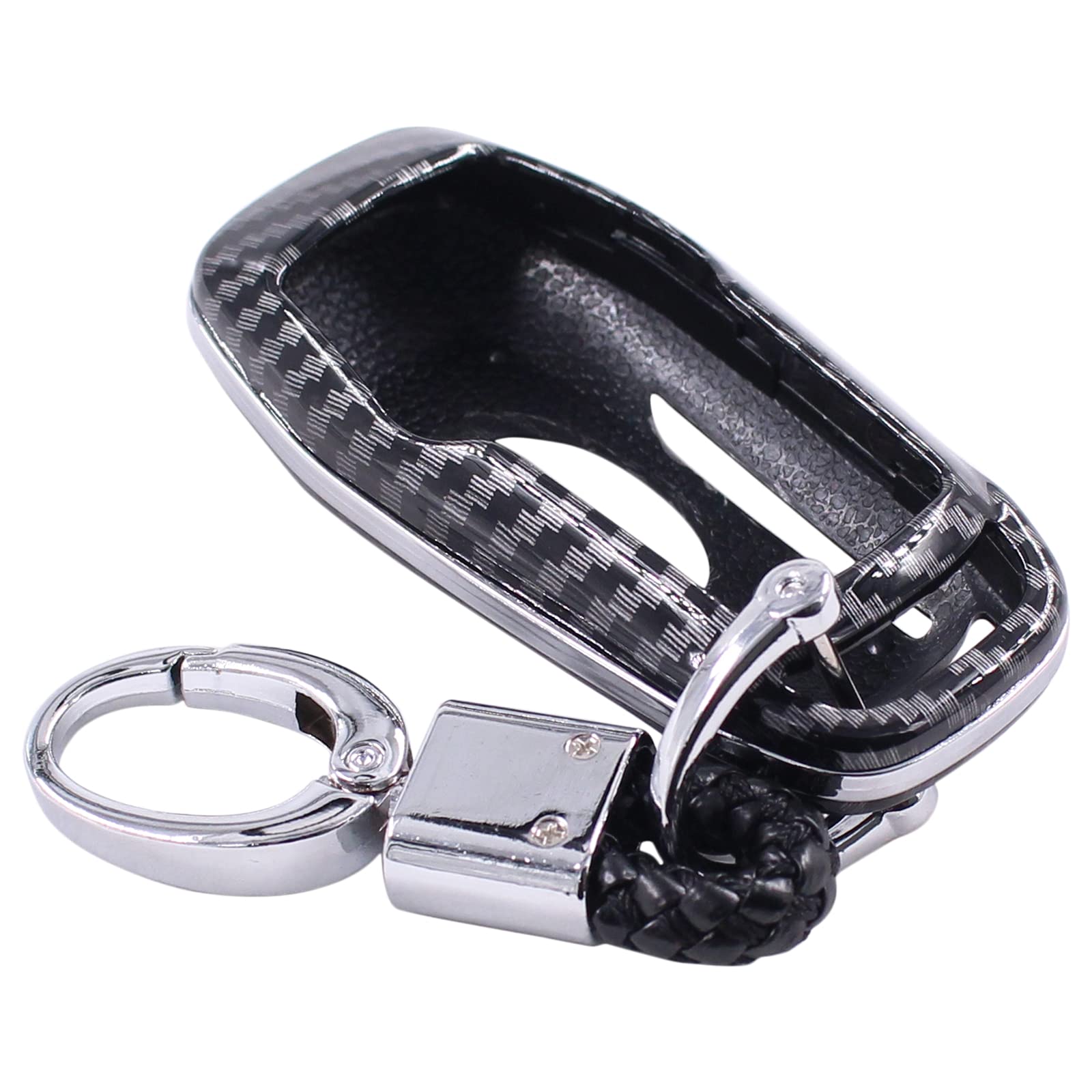 Newyall Carbon Fiber Smart Remote Key Fob Case Cover With Keychain For Ford Edge F-150 F-250 Super Duty Mustang 2015-2017 Explorer 2016-2017 Fusion For Lincoln Mkz 2013-2017