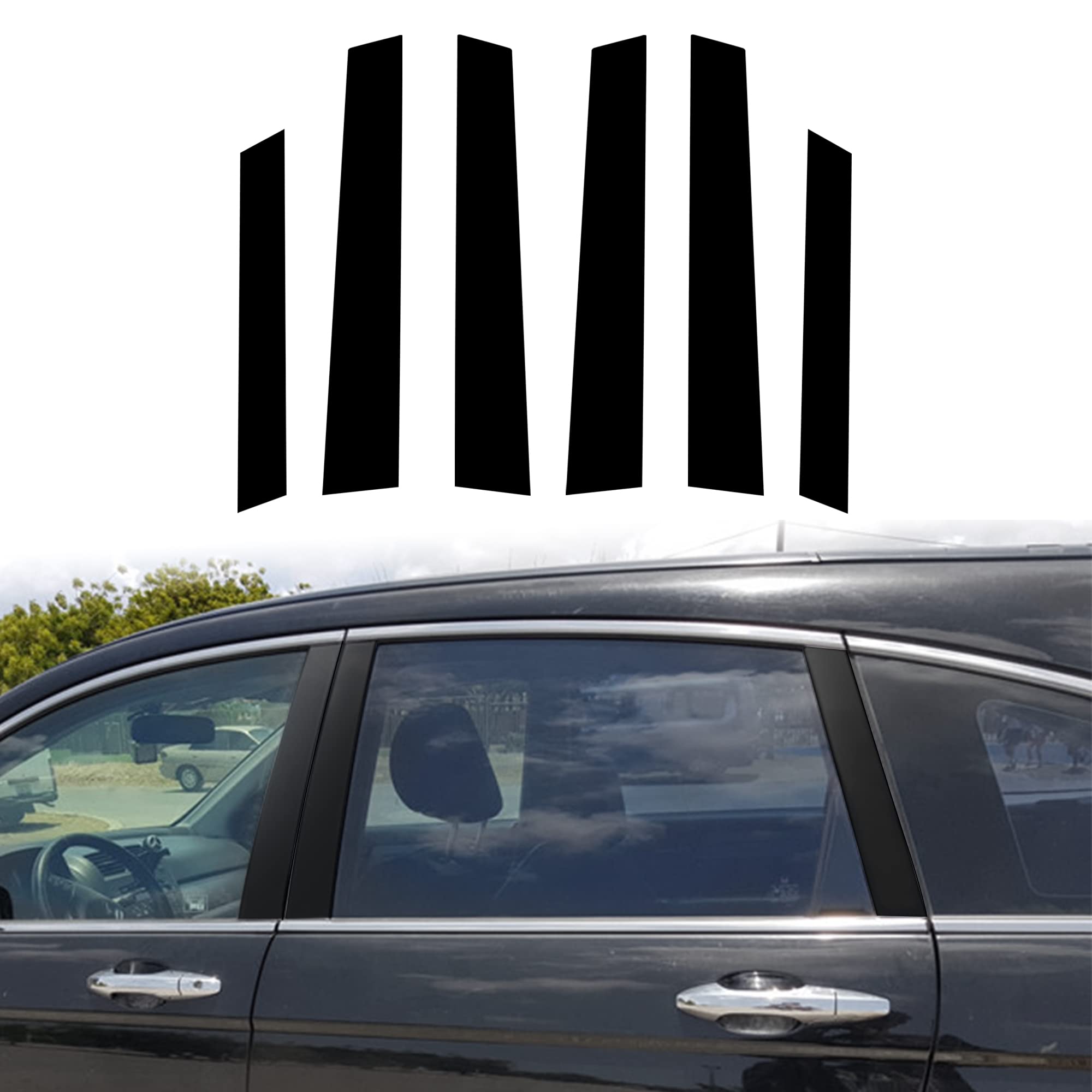 Tomall 1 Set Car Window Pillar Post Vinyl Stickers Compatible With Honda Crv 2007-2011 Auto Overlay Wrap Trim Sticker For Car Exterior Accessories Modification Decoration (Glossy Black)