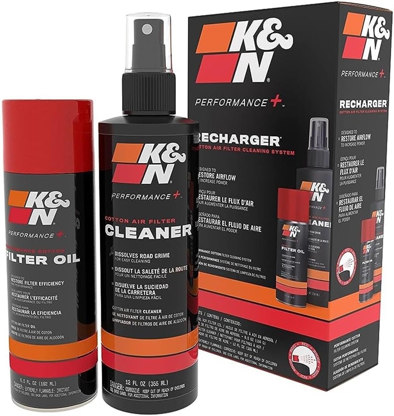 K&N Air Filter Cleaning Kit: Aerosol Filter Cleaner And Oil Kit; Restores Engine Air Filter Performance; Service Kit-99-5000, Multi