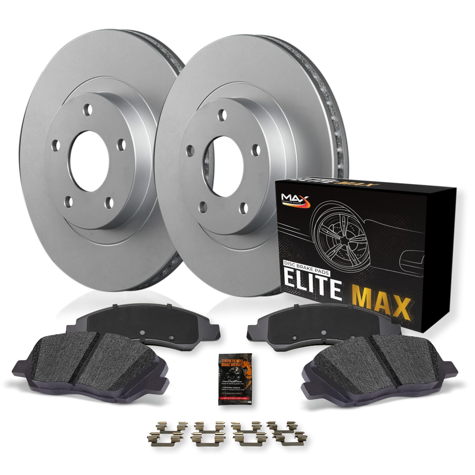 Max Advanced Brakes Front Brake Kit For 2017 2018 2019 2020 Hyundai Elantra Exc 1.6 L4 Engine Replacement Geomet Coated Oe Disc Brake Rotors And Ceramic Brake Pads