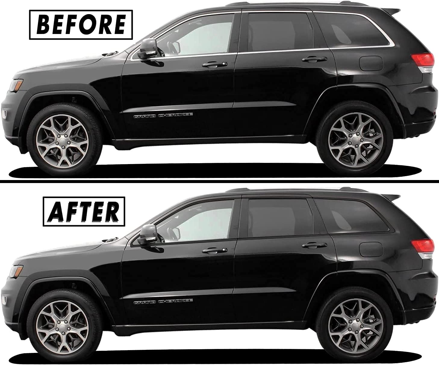 Slickmod Chrome Delete Blackout Vinyl Overlay For 2011-2021 Jeep Grand Cherokee Window Trim (Gloss Black)