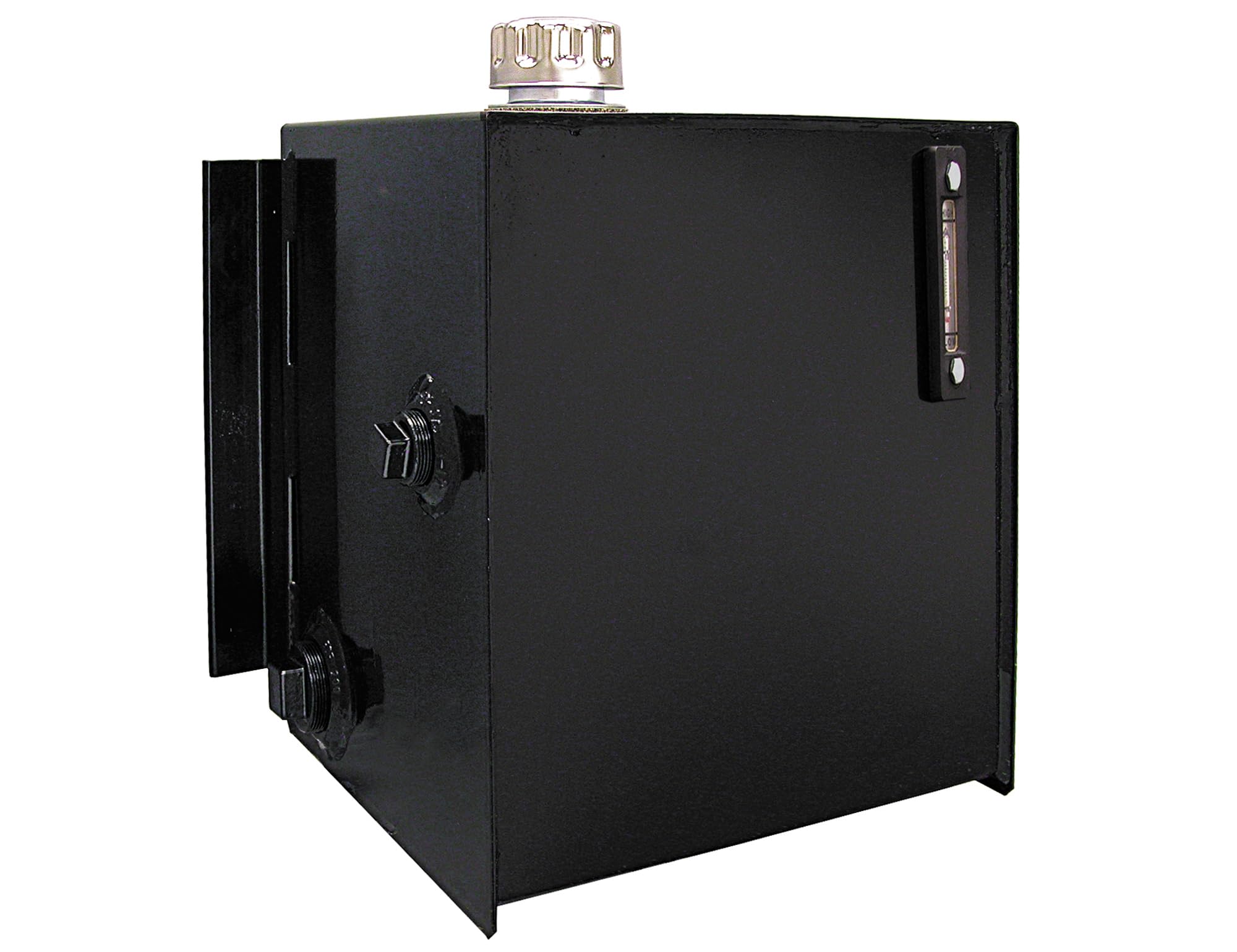 Buyers Products Smr15S 15 Gallon Side Mount Steel Hydraulic Reservoir, Black Powdercoat, Magnetic Drain Plug And Temperature Sight Gauge, Truck Hydraulic Accessories