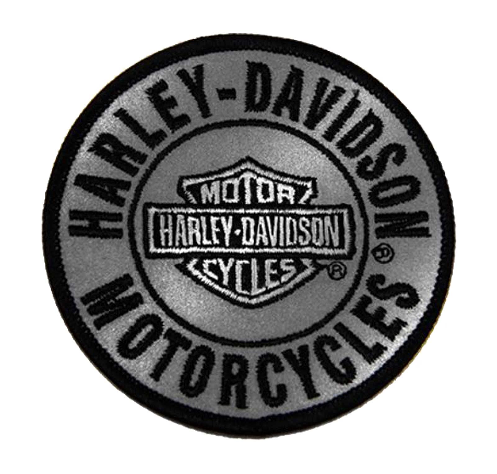 Harley-Davidson 3In. Embroidered Reflective Round B&S Logo Emblem Sew-On Patch