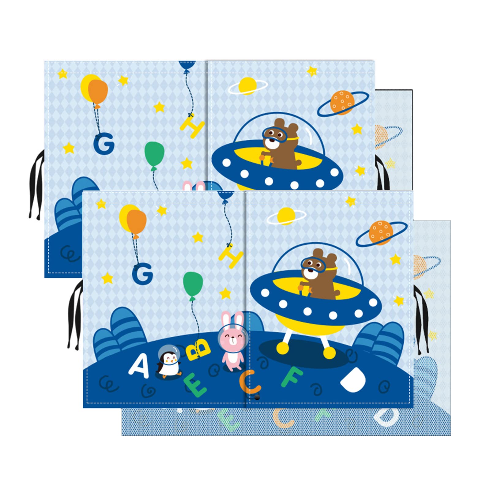 Car Sun Shade For Baby - Eohmak Car Side Window Sun Shade Cover Upgrade Double Opening Car Interior Curtain Sun Blocker Blind (Alphabet Planet, 2 Pack)