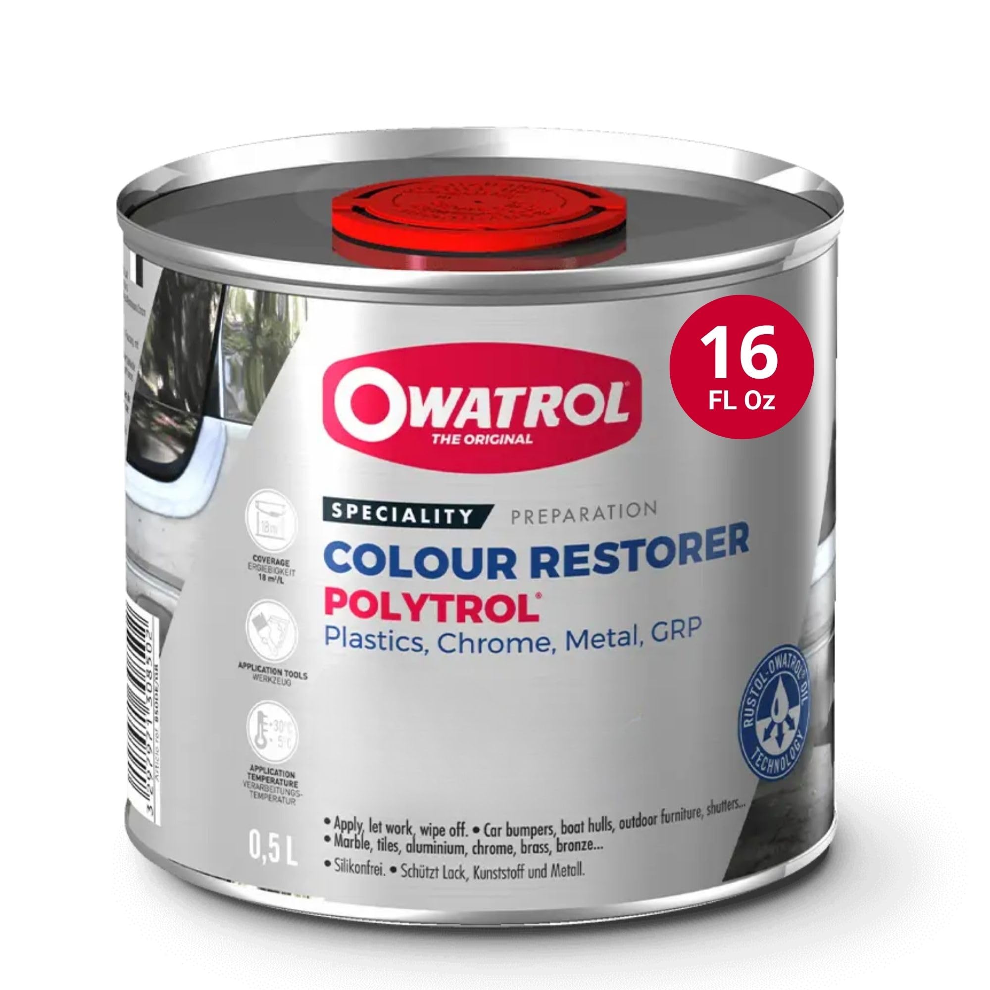 OWATROL Color Restorer for Cars, 0.54 US Quart - Transparent Penetrating Oil for Bumpers, Chrome & Plastic Restoration