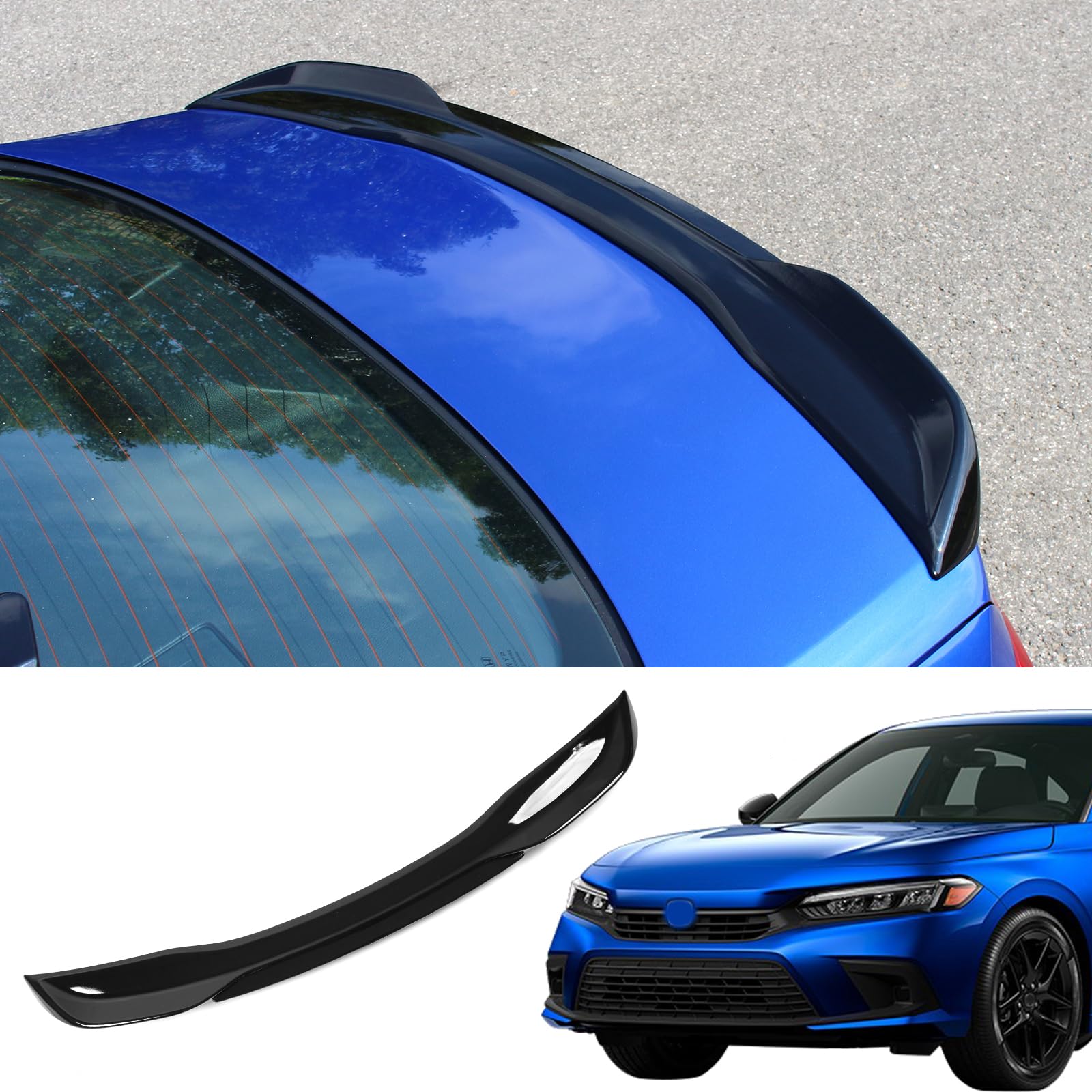 Maxzina Spoiler Wing Compatible With 2022 2023 2024 2025 Honda Civic Sedan Spoiler Trunk Rear Spoiler Wing Lip For Honda Civic Sedan Accessories (Glossy Black)