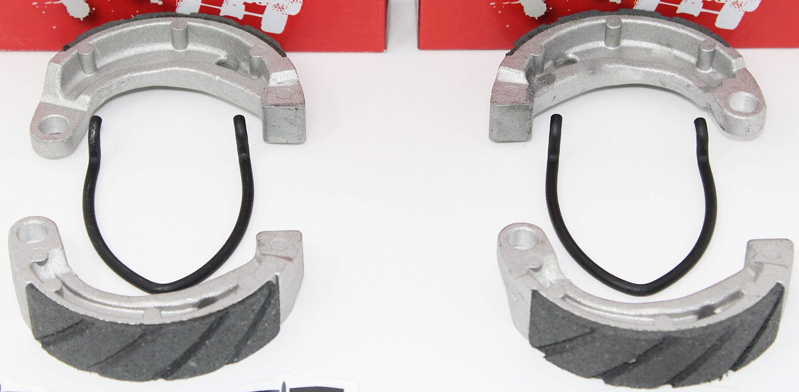 (2 Sets) Hi-Caliber Powersports Parts (Water Grooved) Front Brake Shoes & Springs That Are For The 2007-2019 Kawasaki Kfx50 Kfx90 (Ksf50) (Ksf90) Atvs