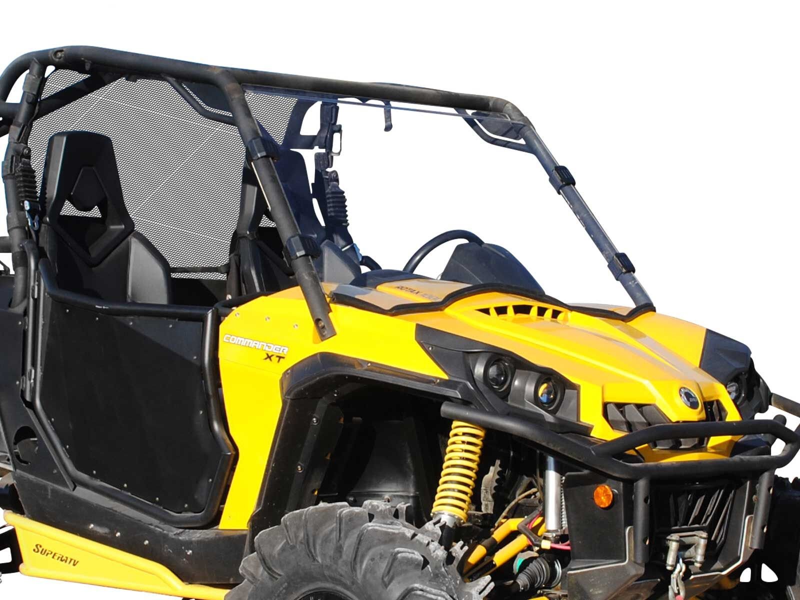 Superatv Heavy Duty Scratch Resistant Full Front Windshield For 2011-2020 Can-Am Commander 800 / Commander 1000 | 1/4' Polycarbonate | 250X Stronger Than Glass! | Easy Install | Usa Made