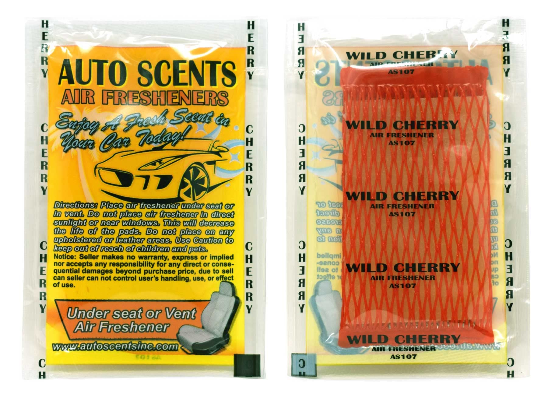 Individually Wrapped - Professional Car Air Freshener Pads - Remove Smells & Add Ambience (15 Per Pack) (Wild Cherry)