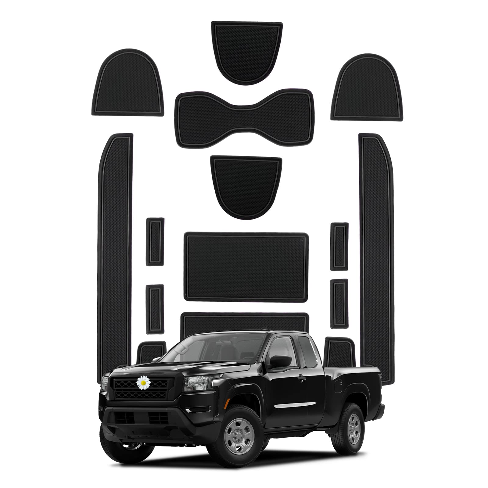 Shaohao For 2023 2024 Nissan Frontier Door Slot Mats 2023 2024 Frontier Accessories, For 2022 2023 2024 Nissan Frontier S/Sv/Pro-X/Pro-4X Pickup Truck Car Gate Slot Pad Frontier 2024 Cup Holder Mats