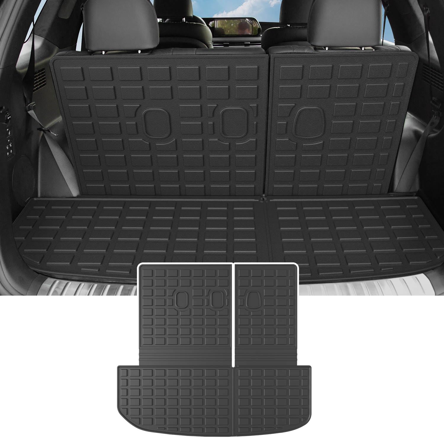 Powoq Cargo Liner Compatible With 2020-2025 Hyundai Palisade Backrest Mat Tpe Behind 3Rd Row Replacement For 2020 2021 2022 2023 2024 2025 Hyundai Palisade Accessories (Trunk Mat With Backrest Mat)