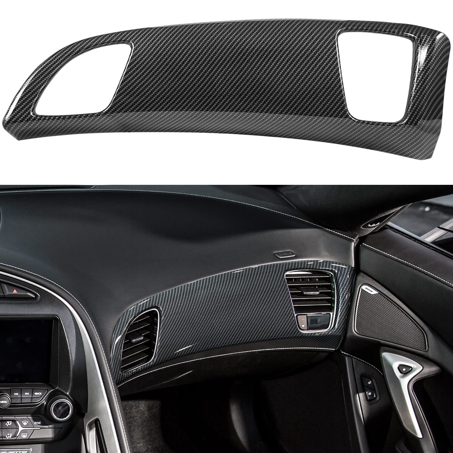 Carbon Fiber Look Dashboard Panel Cover Trim For Chevrolet Corvette C7 Z06 Z51 Zr1 Stingray Grand Sport 2014 2015 2016 2017 2018
