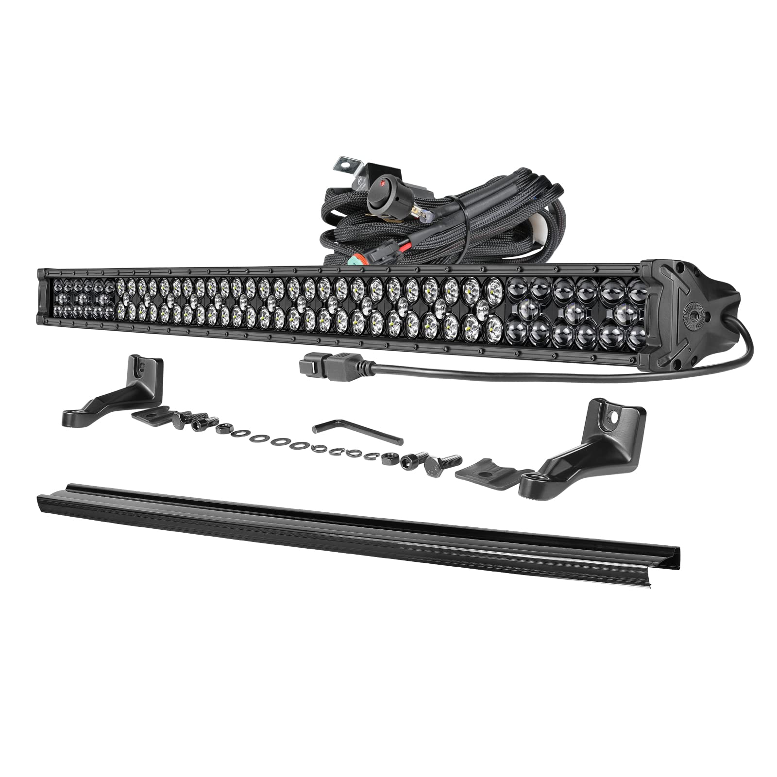 Offroadtown 40'' 540W Led Light Bar With Wiring Harness And Black Cover Off Road Lights Waterproof Driving Light Led Work Light Roof Light Bar For Truck Pickup Utv Suv Jeep Bronco Honda
