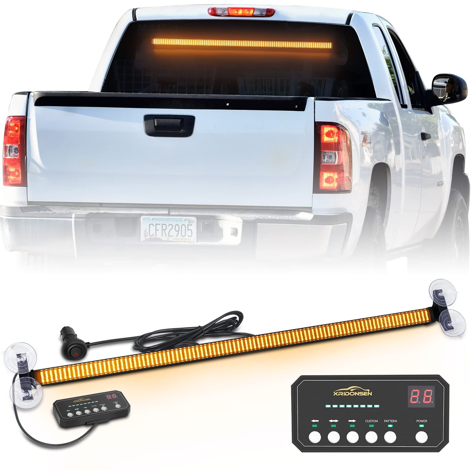 Xridonsen 35 Inch Traffic Advisor Light Bar 144 Led Amber Strobe Lights Emergency Warning Flashing Safety Interior Windshield W/Directional Arrow For Construction Vehicles Snow Plow Trucks