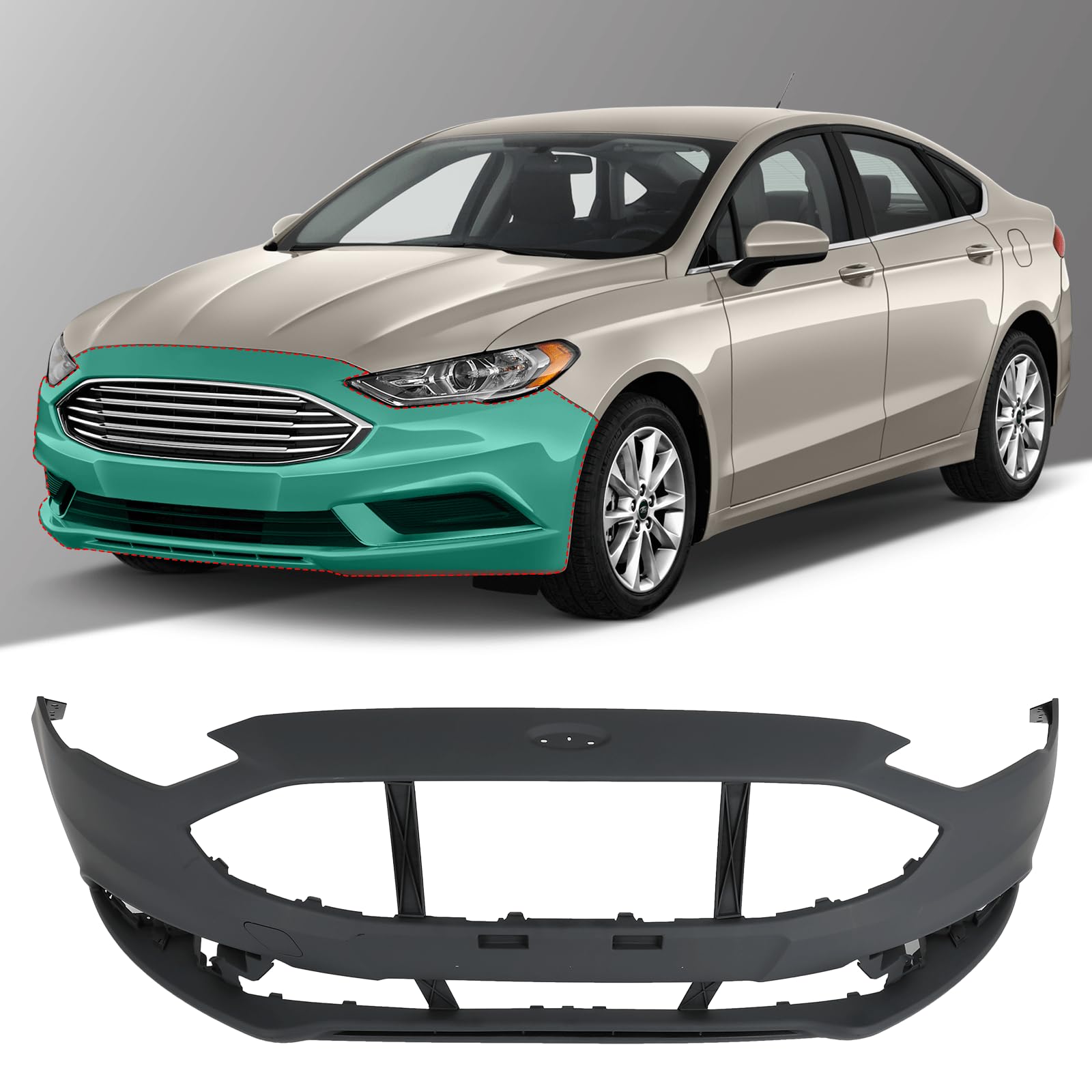 Scitoo Front Bumper Cover Fit For 2017 2018 For Ford Fusion Plastic Bumper Replacement Hs7Z17D957Aptm