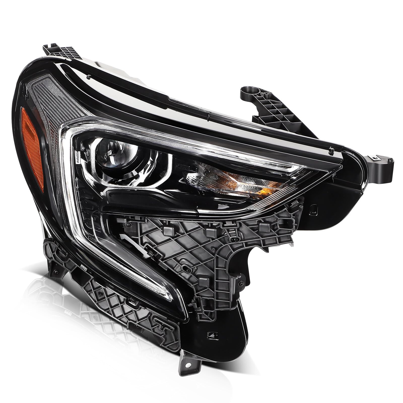 Lsailon Headlight Assembly Replacement Fit For Gmc Terrain 2018-2021Headlamp In Black Housing Clear Lens Amber Reflector Passenger Side