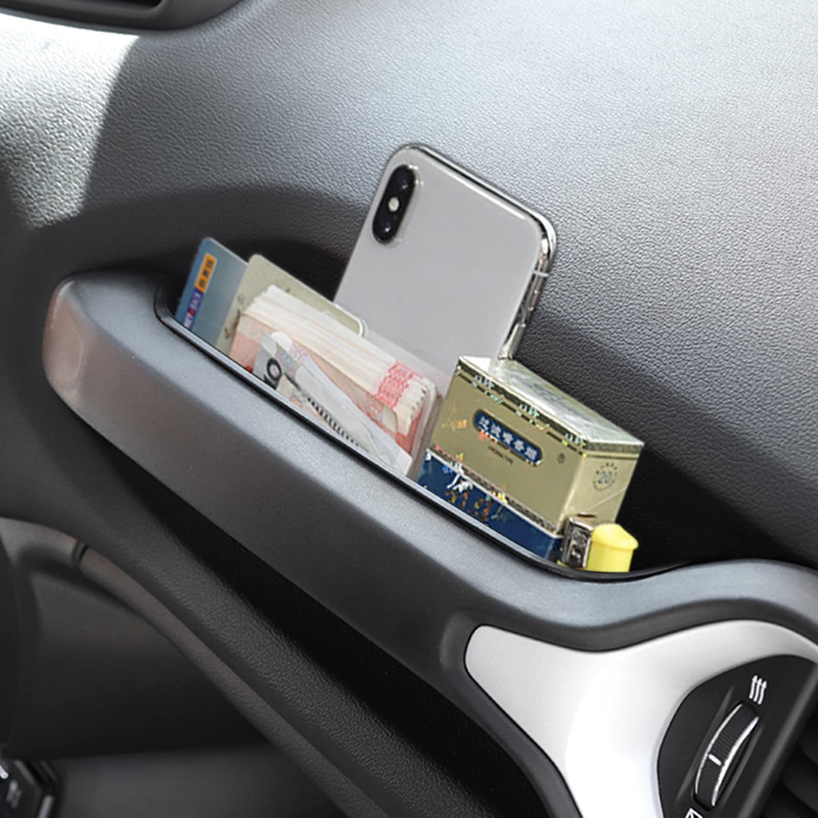Yoctm Grabtray Interior Storage For Jeep Renegade 2015 2016 2017 2018 2019 2020 2021 2022 2023 Co-Pilot Grab Bar Storage Tray Organizer Box Phone Holder Accessories With Rubber Pad