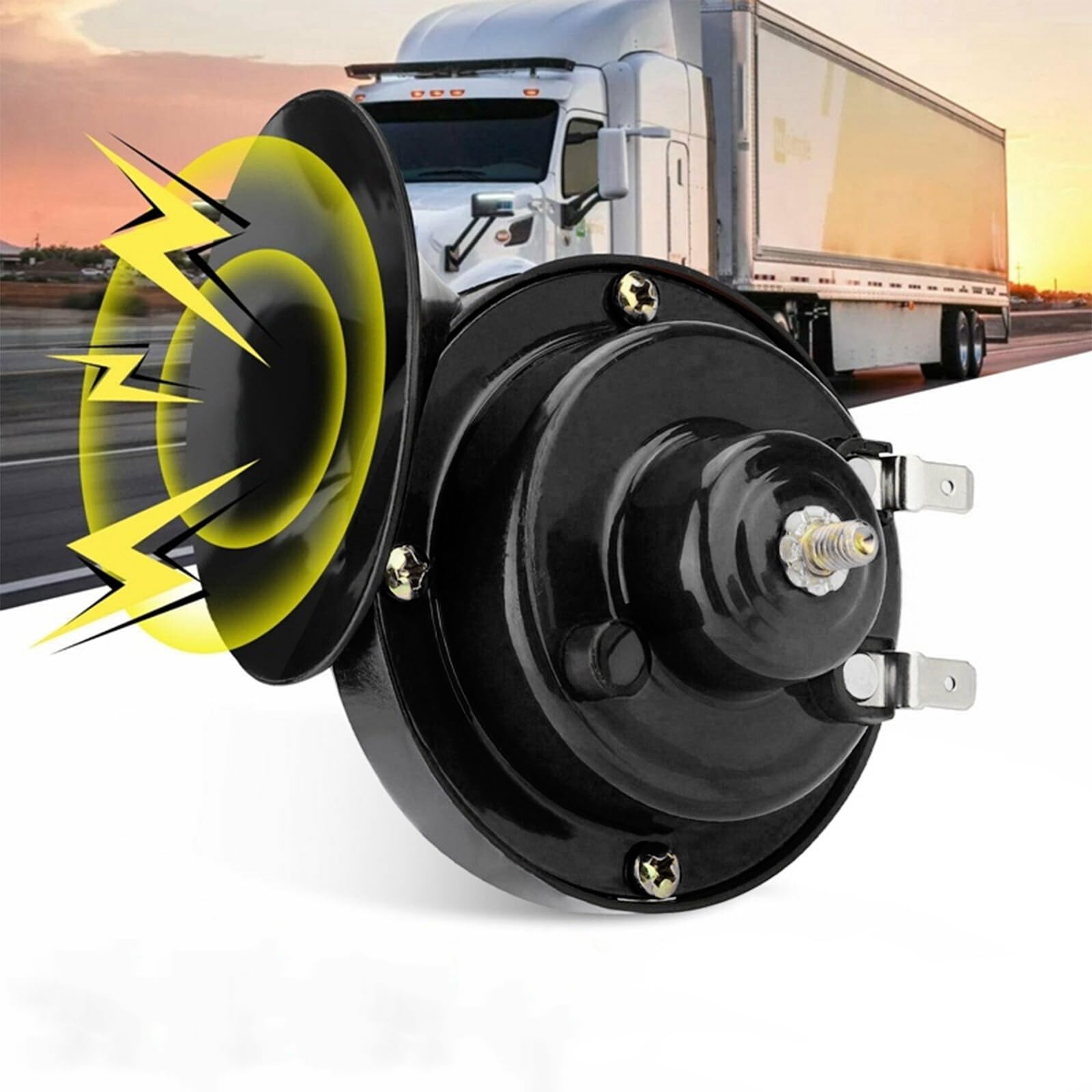 Eohmak Train Horns Car Horn Car Air Electric Snail Horn 300Db Super Loud Air Horn Waterproof Durable Automotive Accessories Universal For Car Truck Motorcycle Boat (Black, 12V, 1 Pack)