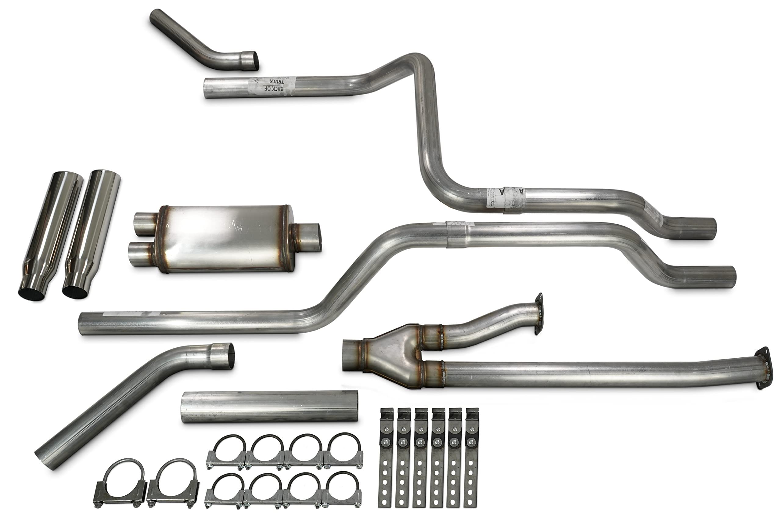 Truck Exhaust Kits 2.5' Dual Exhaust Kit With Stainless Muffler Corner Exit Rolled Tips Fits Tundra 09-21