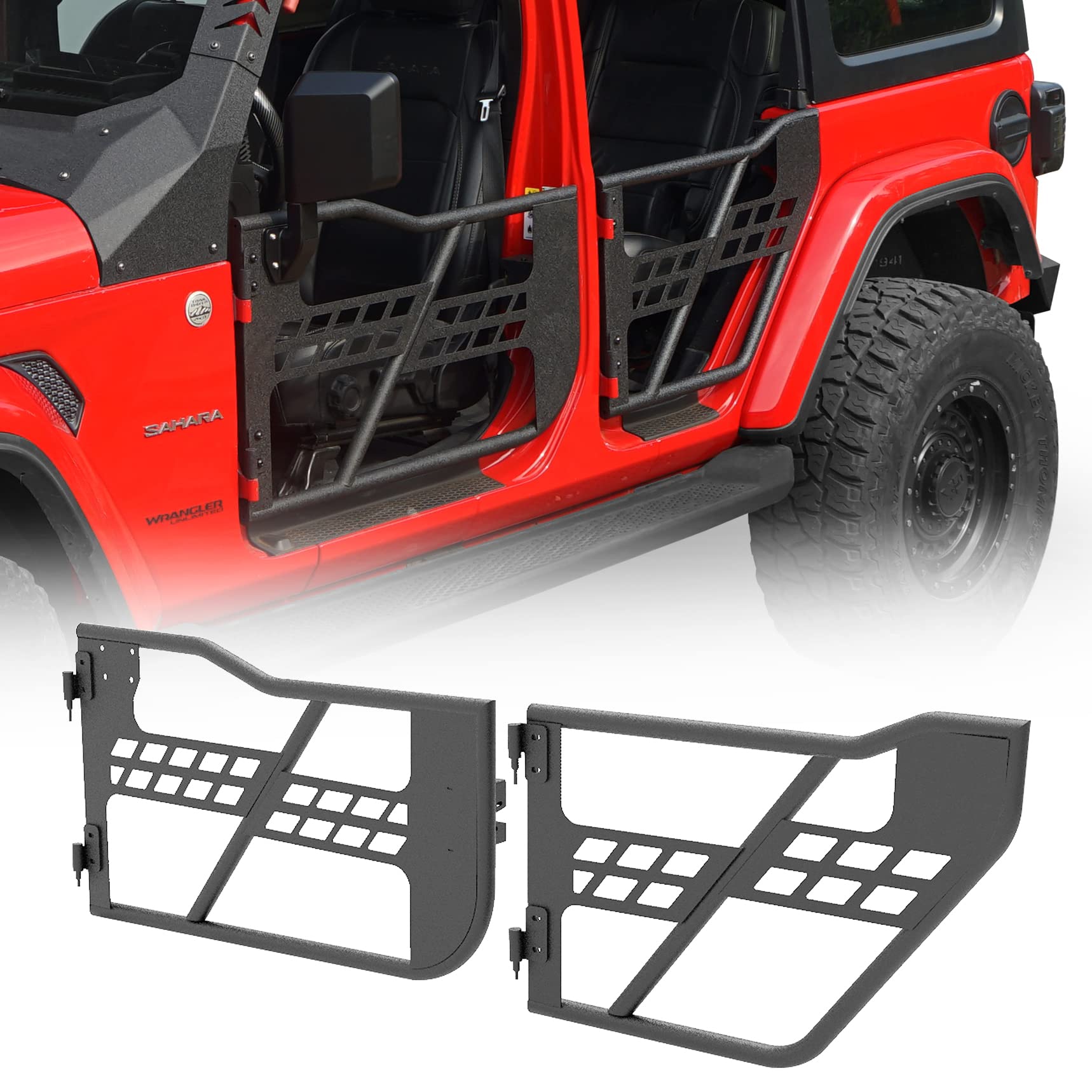 Hooke Road Wrangler Jl Gladiator 4 Doors Tube Half Door Guards For Jeep Wrangler Jl Unlimited | Gladiator Jt 2018 2019 2020 2021 2022 2023 2024
