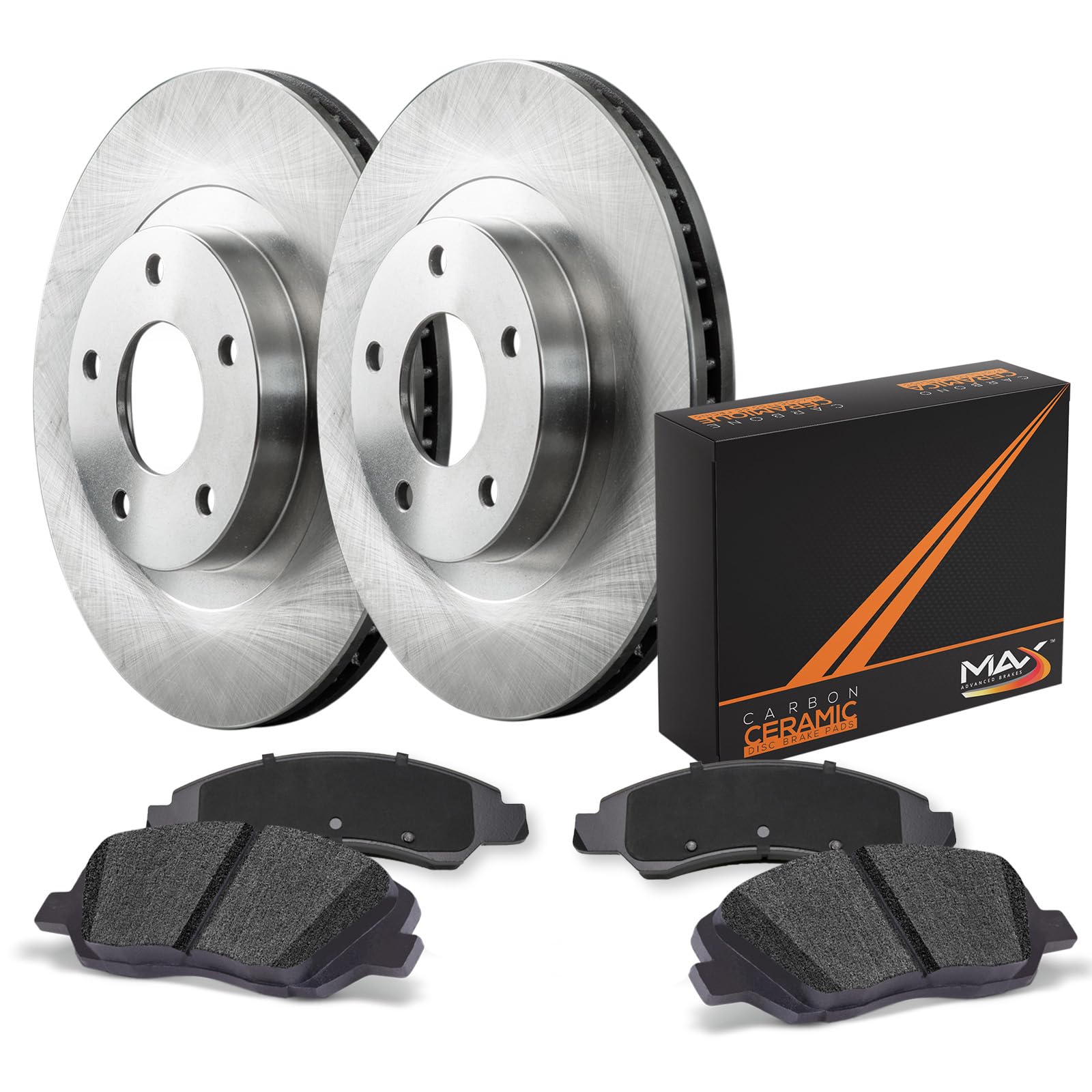 Max Advanced Brakes Front Brake Kit For 1998-2004 2005 Vw Passat Audi A4/A4 Quattro W/ 11.34' Diameter Front Rotor Replacement Premium Oe Disc Brake Rotors And Ceramic Brake Pads