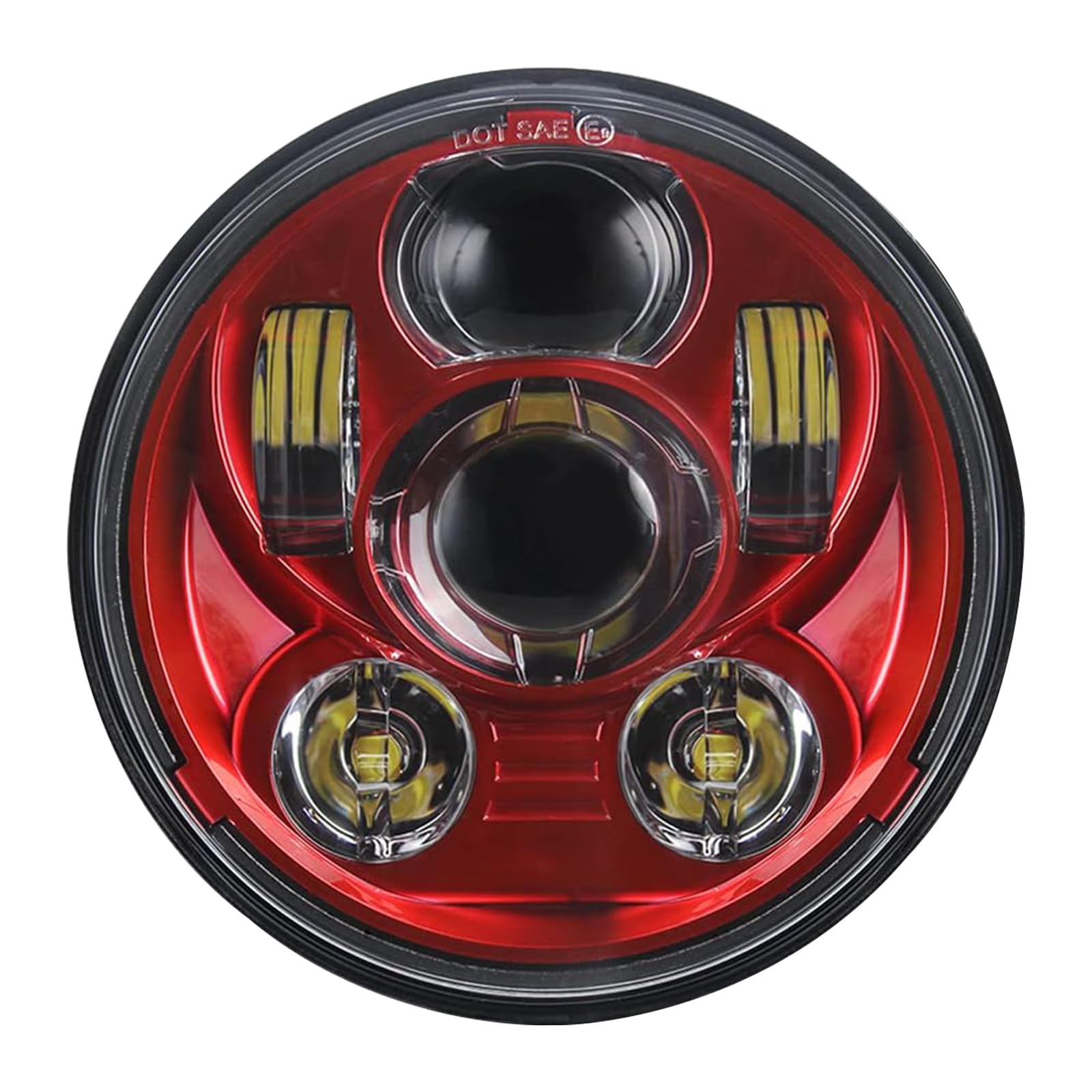 Atubeix 5-3/4 5.75' Led Motorcycle For Iron 883 Dyna Sportster Low Rider Triple Wide Glide Projector Driving Lamp 1 Pcs (Red)