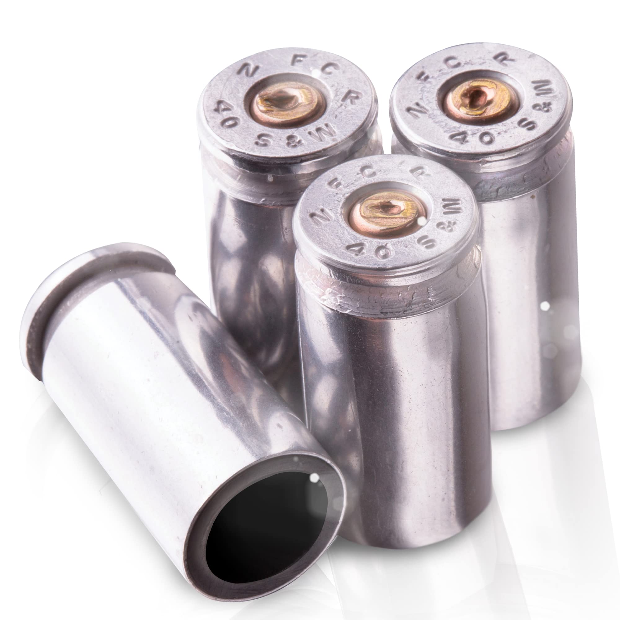 Lucky Shot 40 Cal Bullet Tire Valve Stem Caps - Nickel Car Accessories (Set of 4) for Cars, SUVs, Bikes, Trucks, and Motorcycles