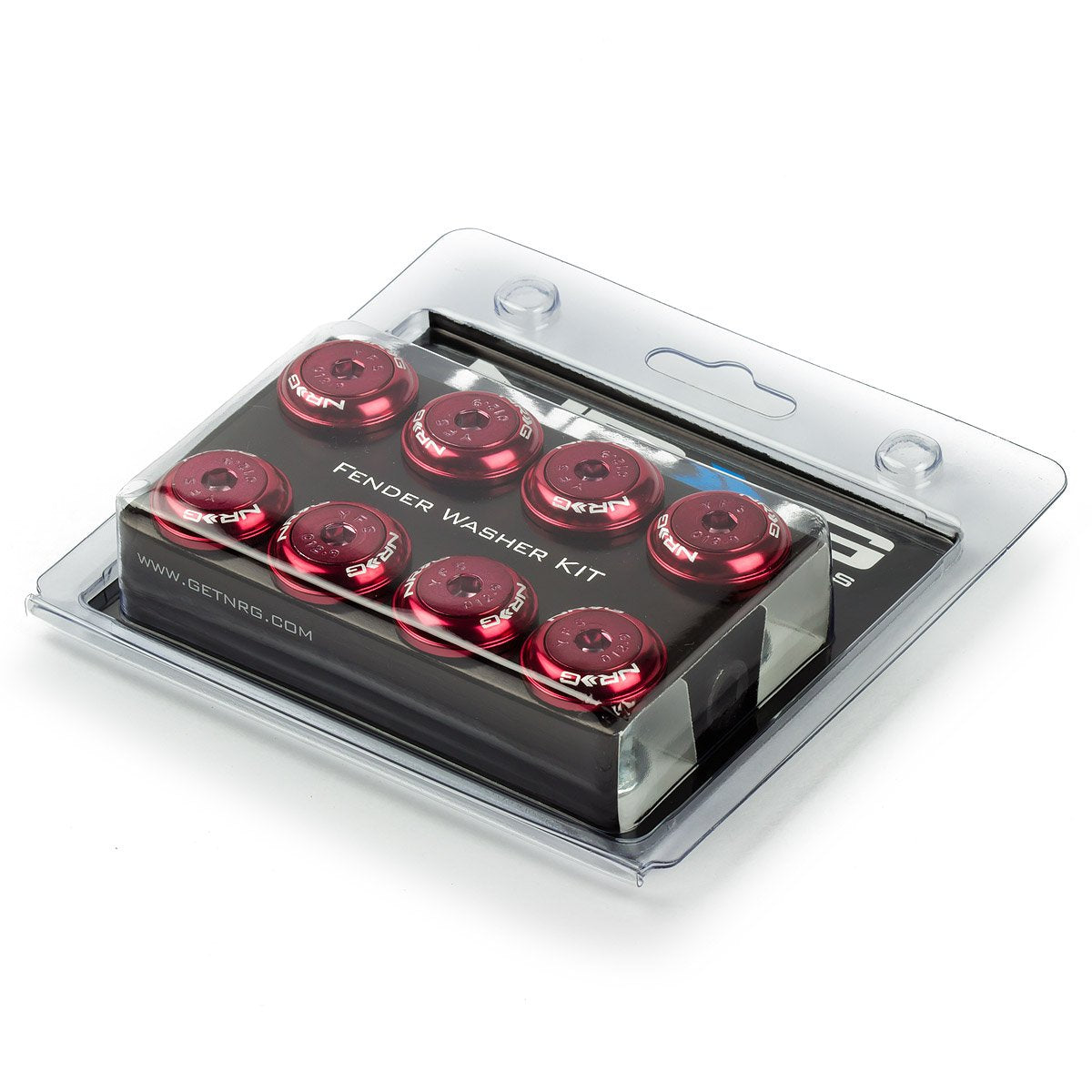 Nrg Innovations Fw-800Rd Fender Washer Kit, Set Of 8 (Red With Color Matched Bolts, Rivets For Plastic)