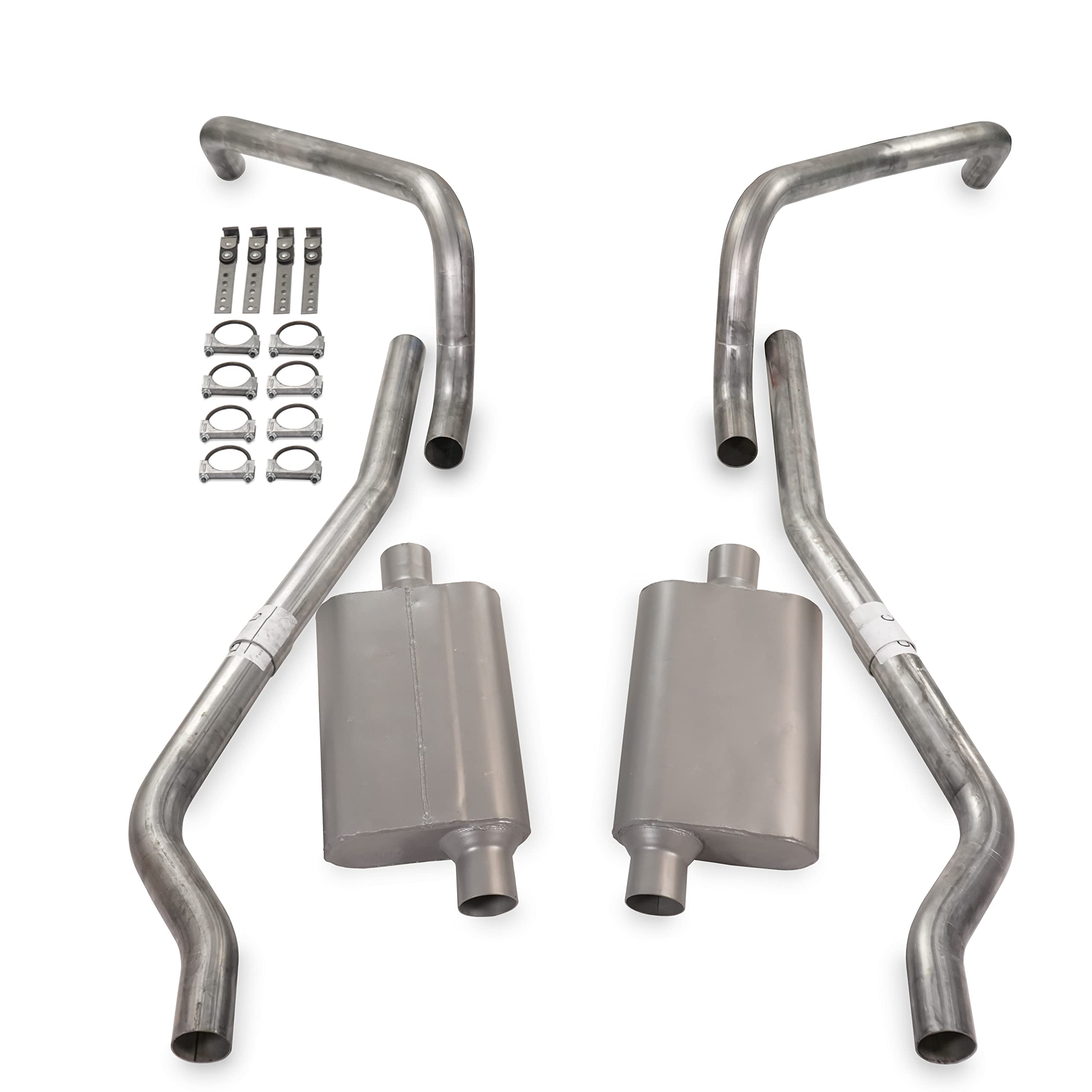 Truck Exhaust Kits 2.5' Dual Exhaust Kit With 2 Chamber Mufflers Rear Exit Fits Chevy Ii Fits Nova 62 To 67