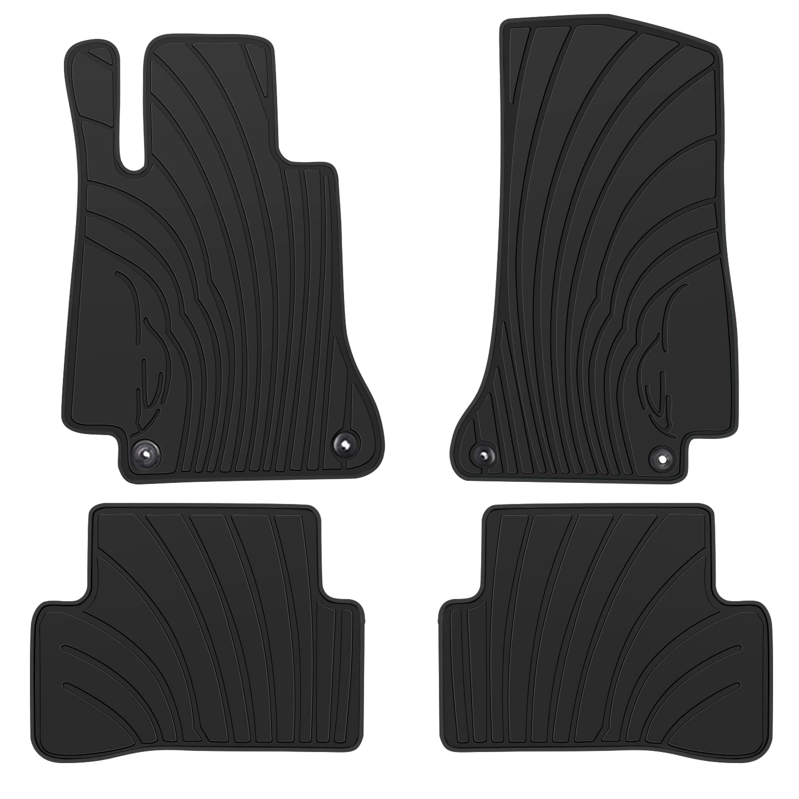 Hd-Mart Auto Floor Mats Custom Fit For Mercedes-Benz C Class Sedan 2015-2021 C180 C200 C250 C300 C350(E) C400 C43 Amg C450 C63 W205 W206 S206 Rubber Full Black Auto Floor Mats All Weather Heavy Duty