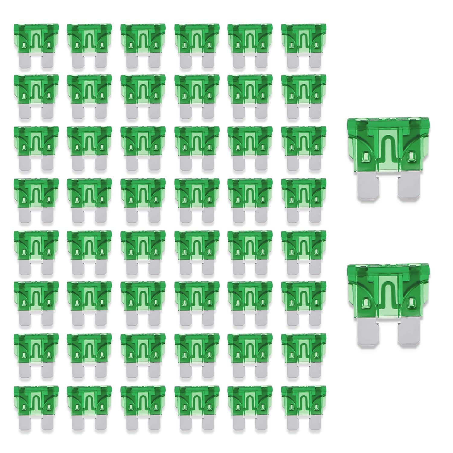 Bojack 50 Pcs 30A Standard Automotive Fuses (Ato/Apr/Ats) 30 Amp Car Fuses 32V (12/24V) Blade Fuse For Car Truck