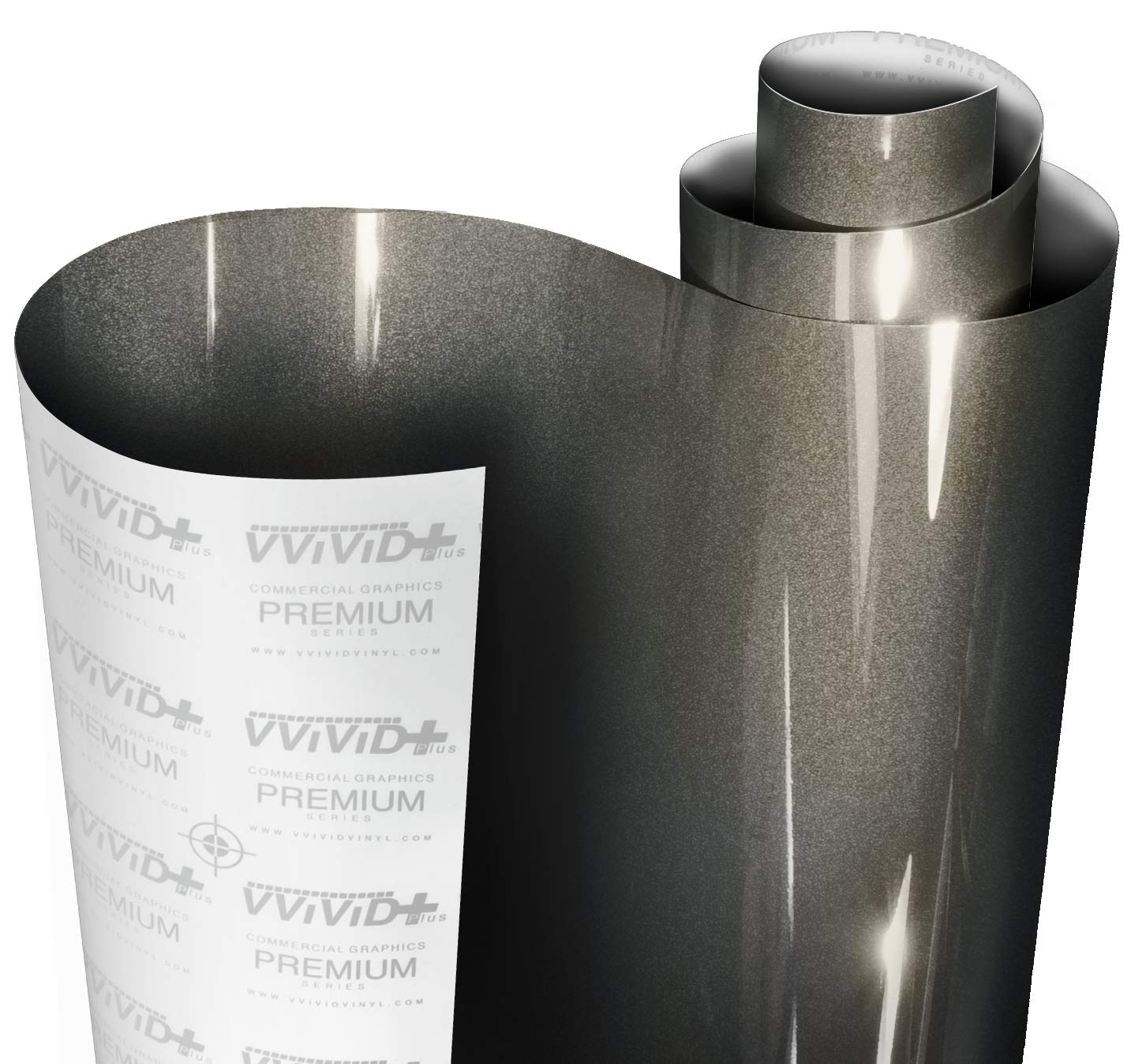 VViViD+ Ultra Gloss Candy Charcoal Grey Vinyl Car Wrap, 1ft x 54, Self-Adhesive with Nano Air Release Technology